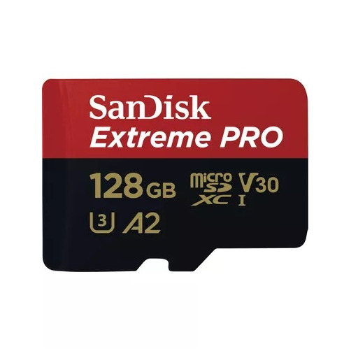 SanDisk MicroSDXC Extreme PRO 128GB 200/90 mb/s - A2 - V30 - SDA - Rescue Pro DL 2Y Micro SD-kaart Zwart