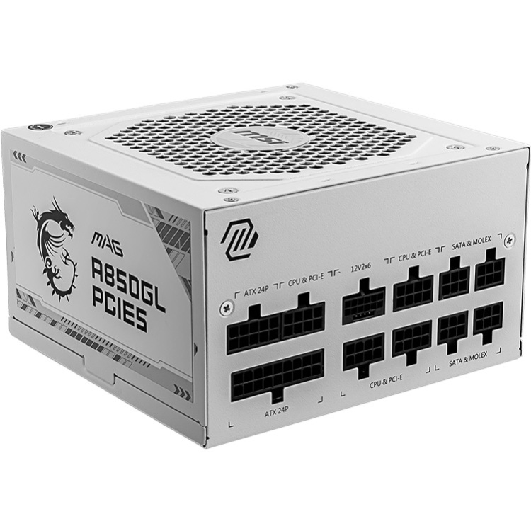 MSI MAG A850GL PCIE5 WHITE voeding 4x PCIe, Kabelmanagement