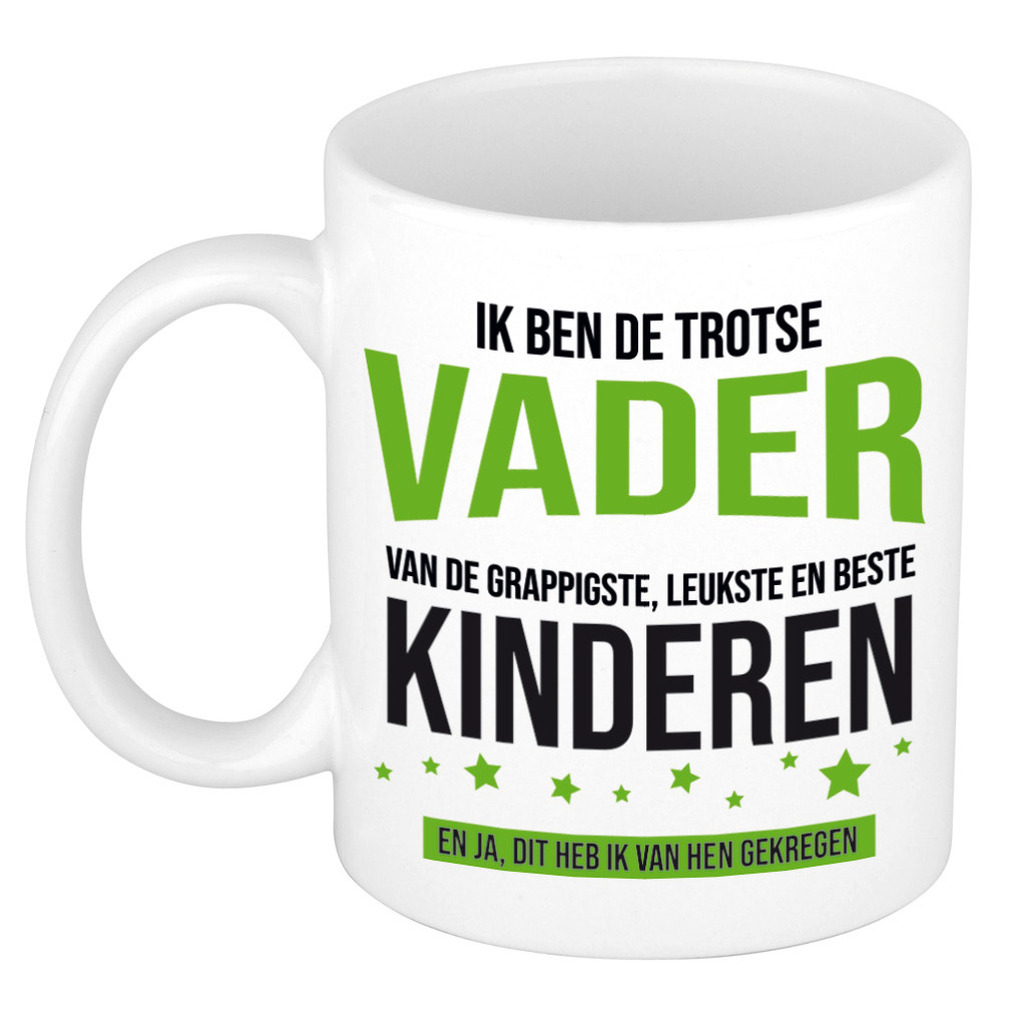 Cadeau koffie/thee mok voor vader - groen - trotse vader - keramiek - 300 ml - Vaderdag -