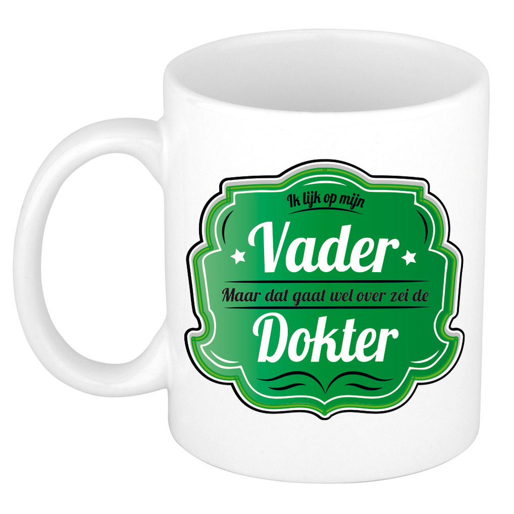 Cadeau koffie/thee mok - groen - ik lijk op mijn vader - keramiek - 300 ml - Vaderdag -