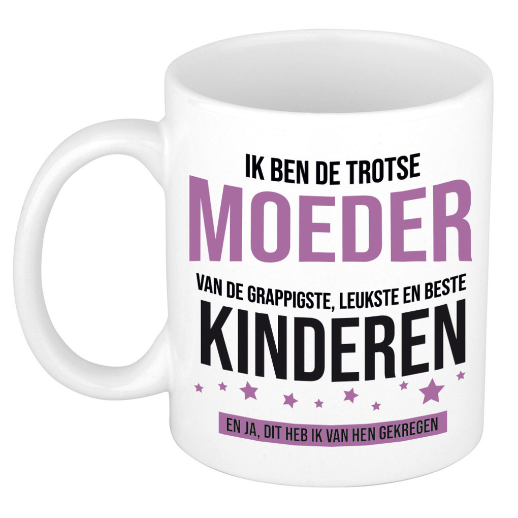 Cadeau koffie/thee mok voor moeder - paars - trotse moeder- keramiek - 300 ml - Moederdag -