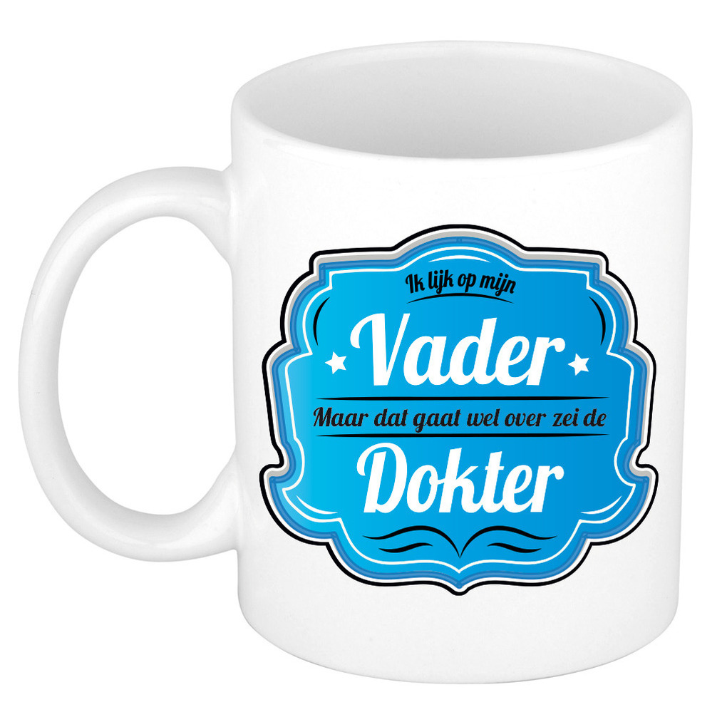 Cadeau koffie/thee mok - blauw - ik lijk op mijn vader - keramiek - 300 ml - Vaderdag -