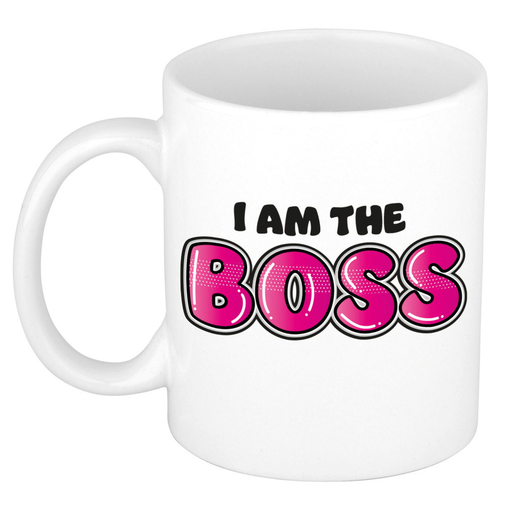 Cadeau koffie/thee mok voor baas - beste baas - roze - 300 ml -