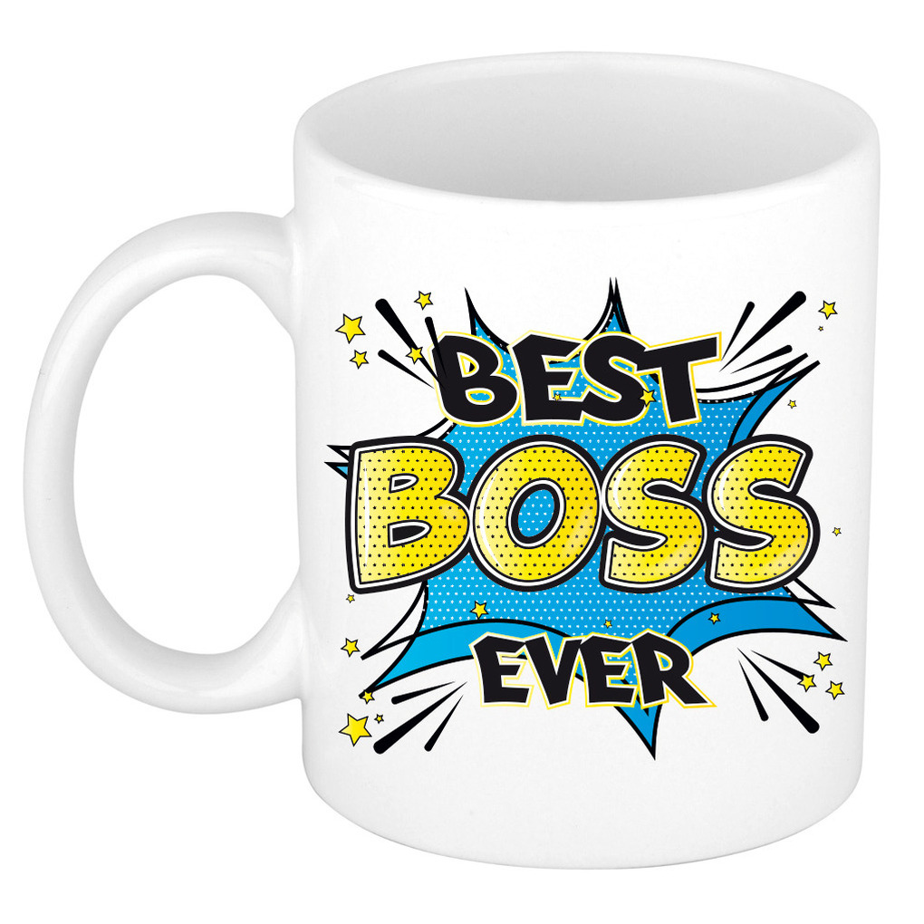 Cadeau koffie/thee mok voor baas - beste baas - blauw - 300 ml -