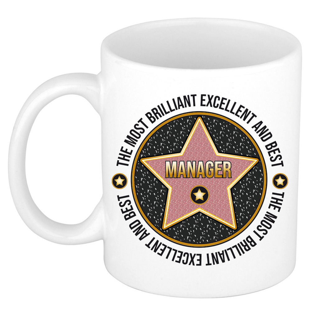 Cadeau koffie/thee mok voor manager - collega mok - walk of fame - keramiek - 300 ml -