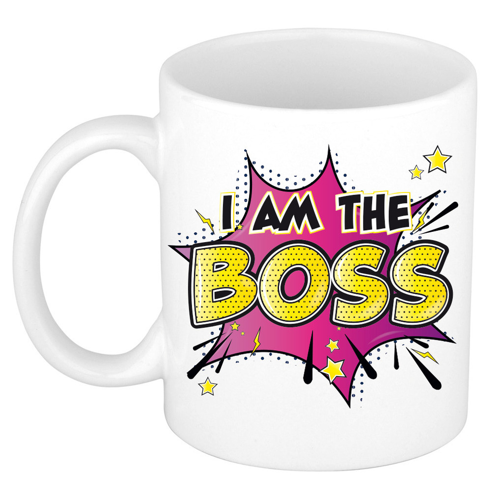 Cadeau koffie/thee mok voor baas - beste baas - roze - 300 ml -
