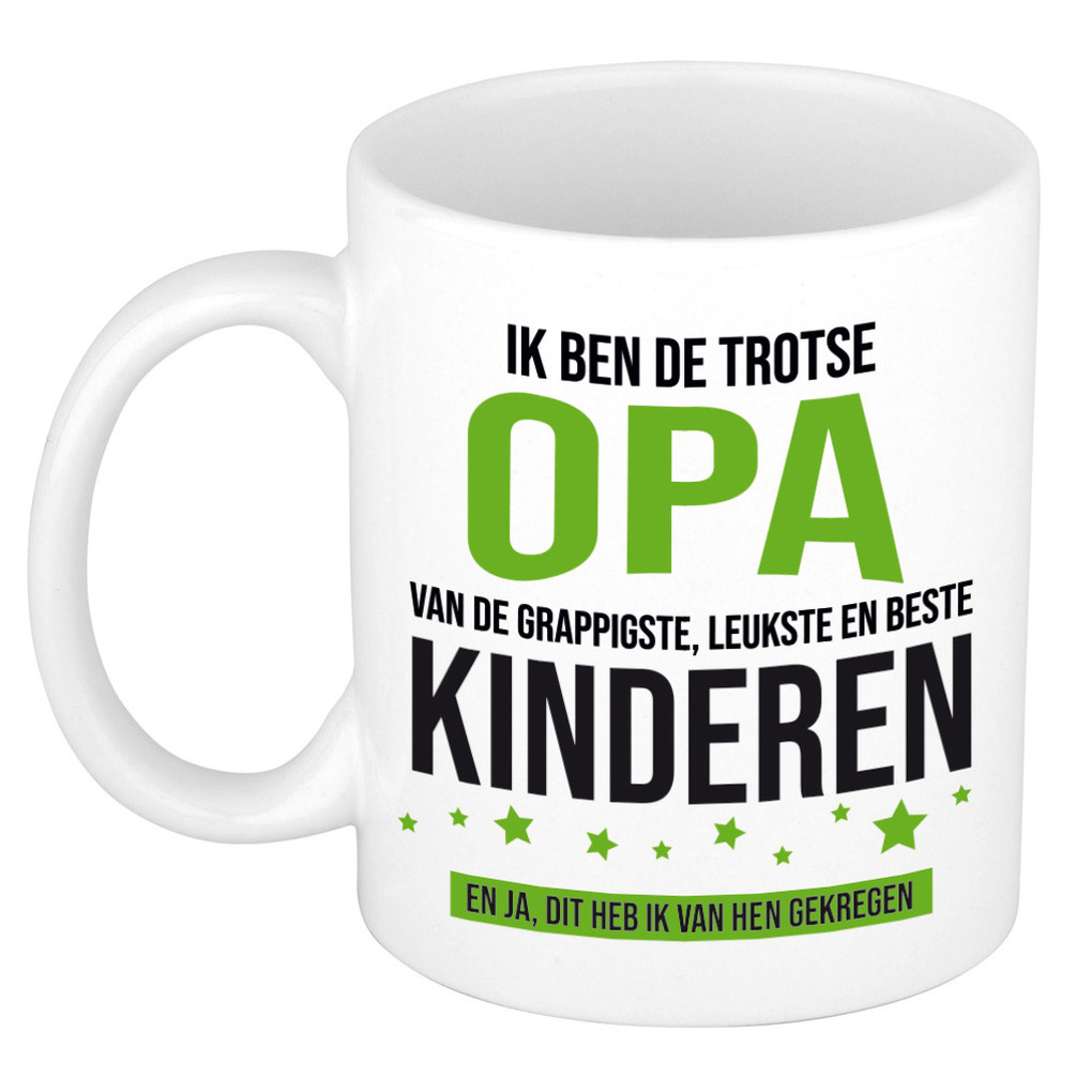 Cadeau koffie/thee mok voor opa - groen - trotse opa - keramiek - 300 ml -