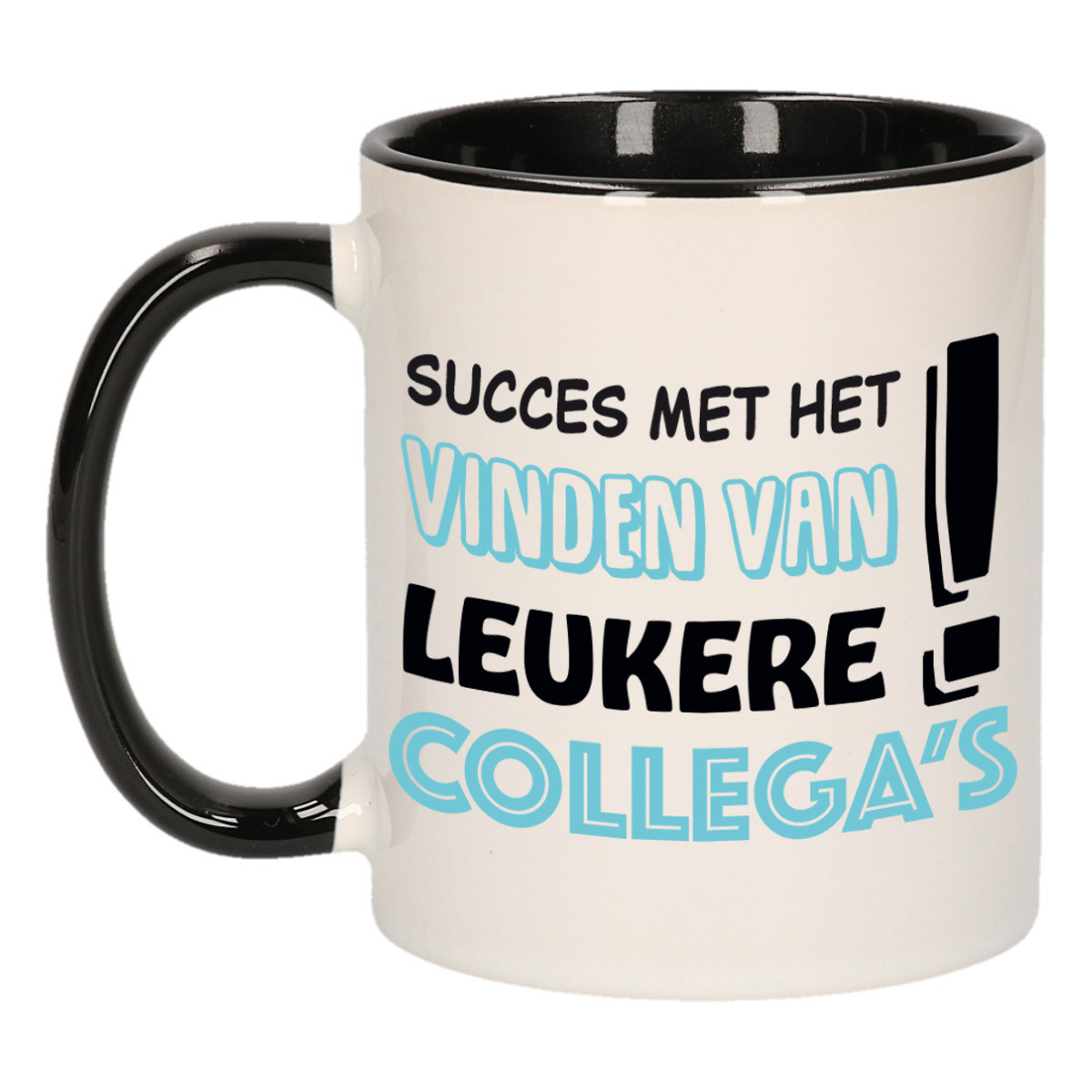 Afscheid cadeau mok collega - succes - zwart/blauw - 300 ml - keramiek -