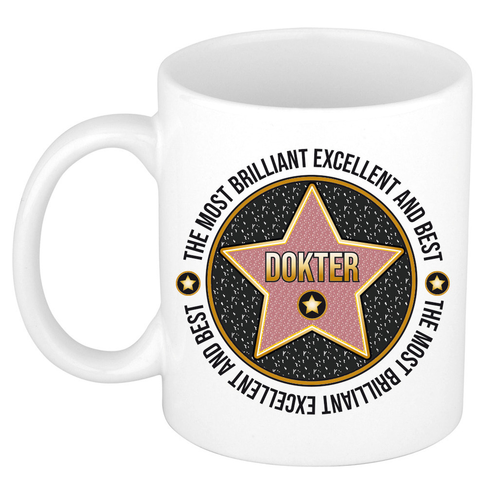 Cadeau koffie/thee mok voor dokter - collega mok - walk of fame - keramiek - 300 ml -