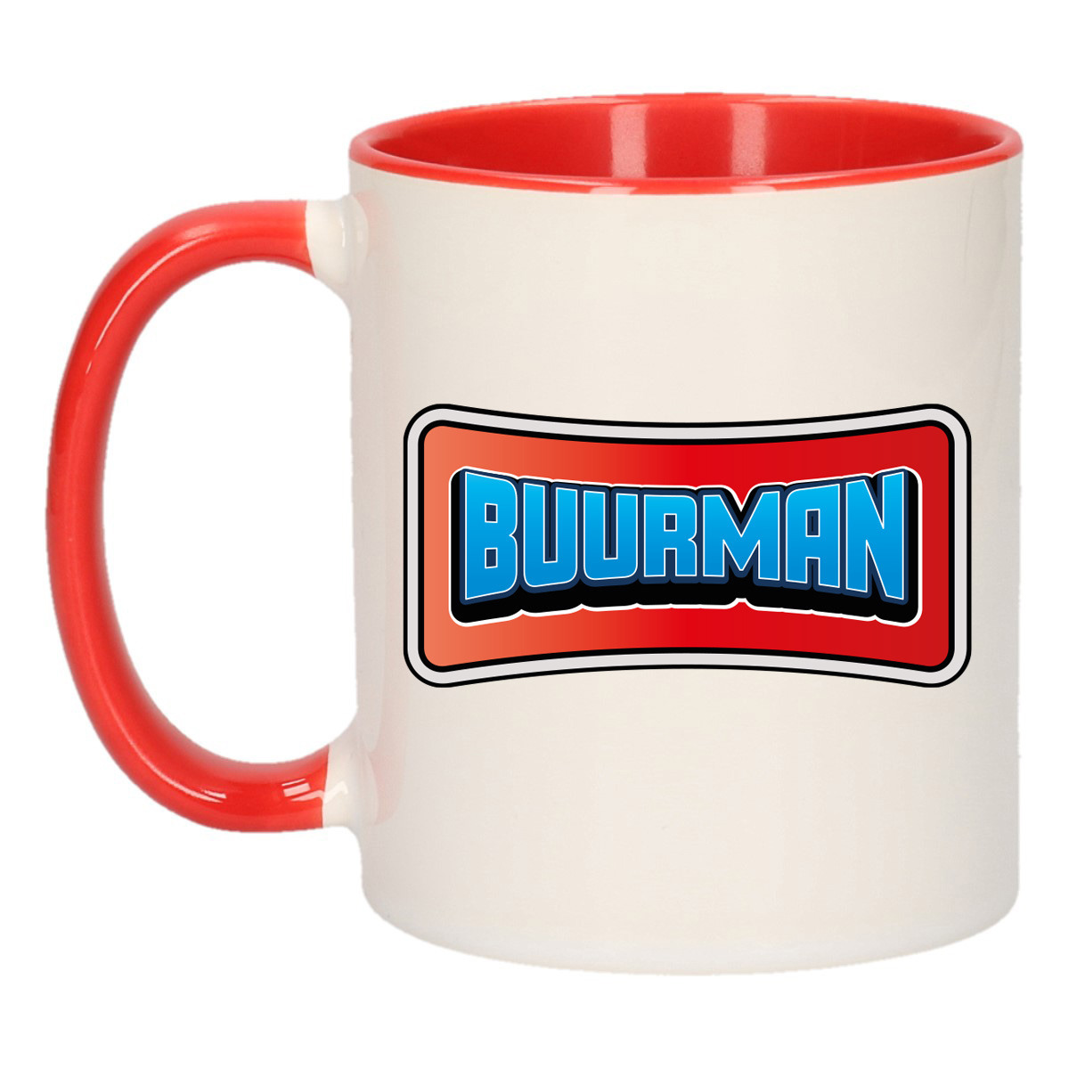 Cadeau koffie/thee mok voor je buurman - beste buurman - rood - 300 ml -