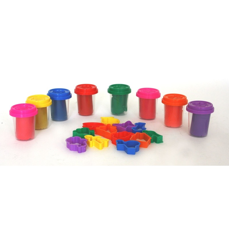 Speelgoed Klei set voor kinderen - met 8 potjes en 12 vormpjes -
