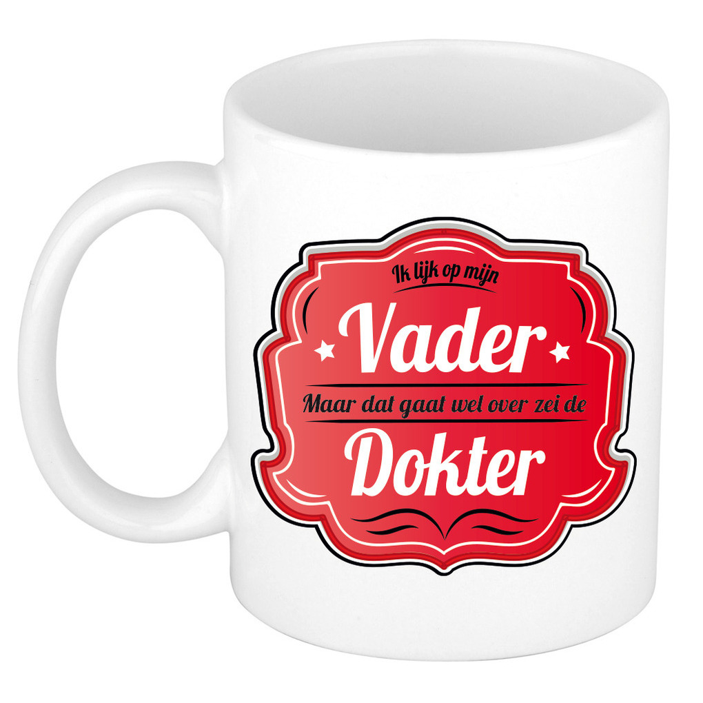 Cadeau koffie/thee mok - rood - ik lijk op mijn vader - keramiek - 300 ml - Vaderdag -