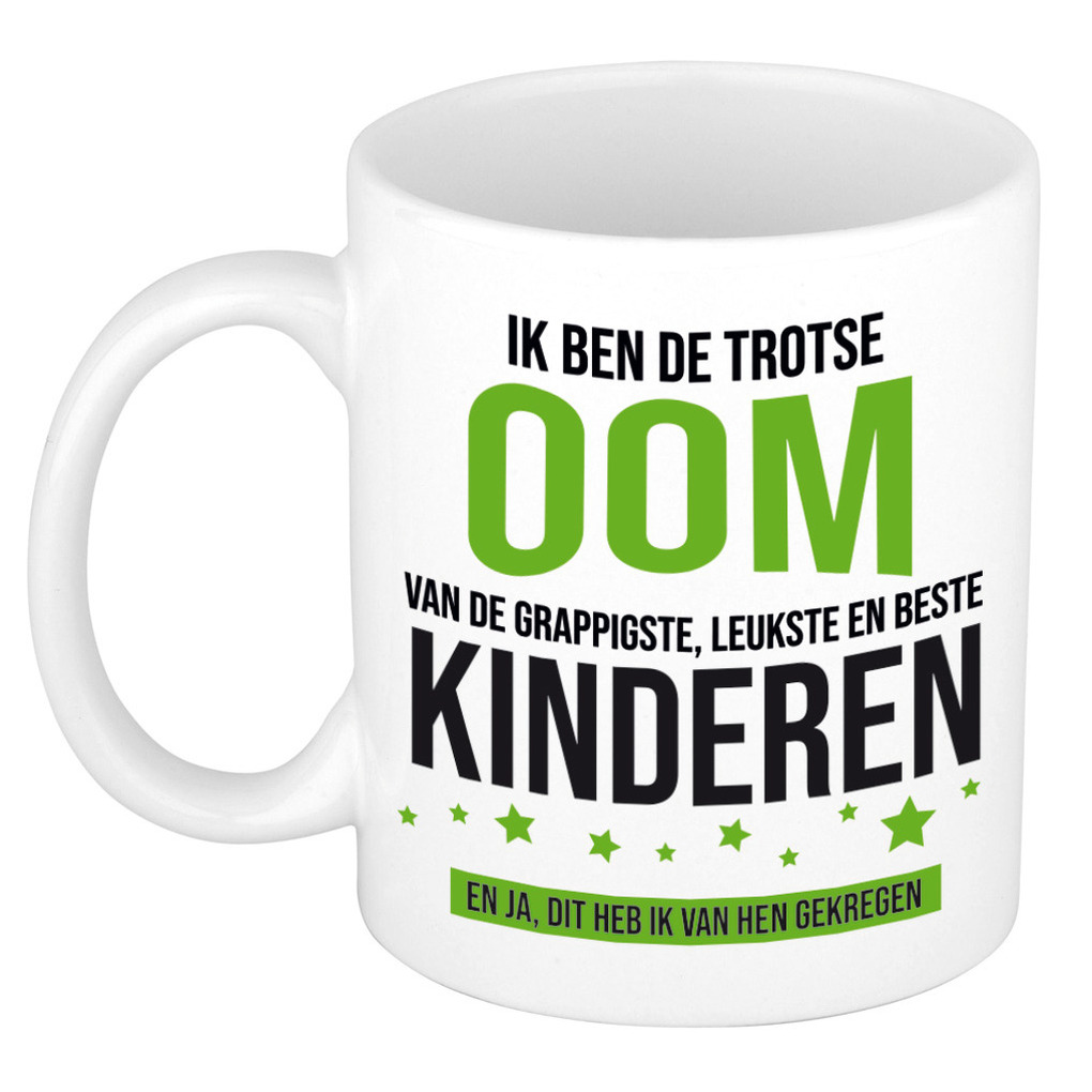 Cadeau koffie/thee mok voor oom - groen - trotse oom - keramiek - 300 ml -