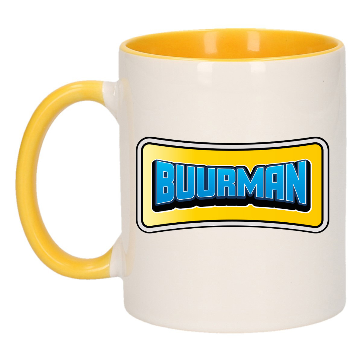 Cadeau koffie/thee mok voor je buurman - beste buurman - geel - 300 ml -