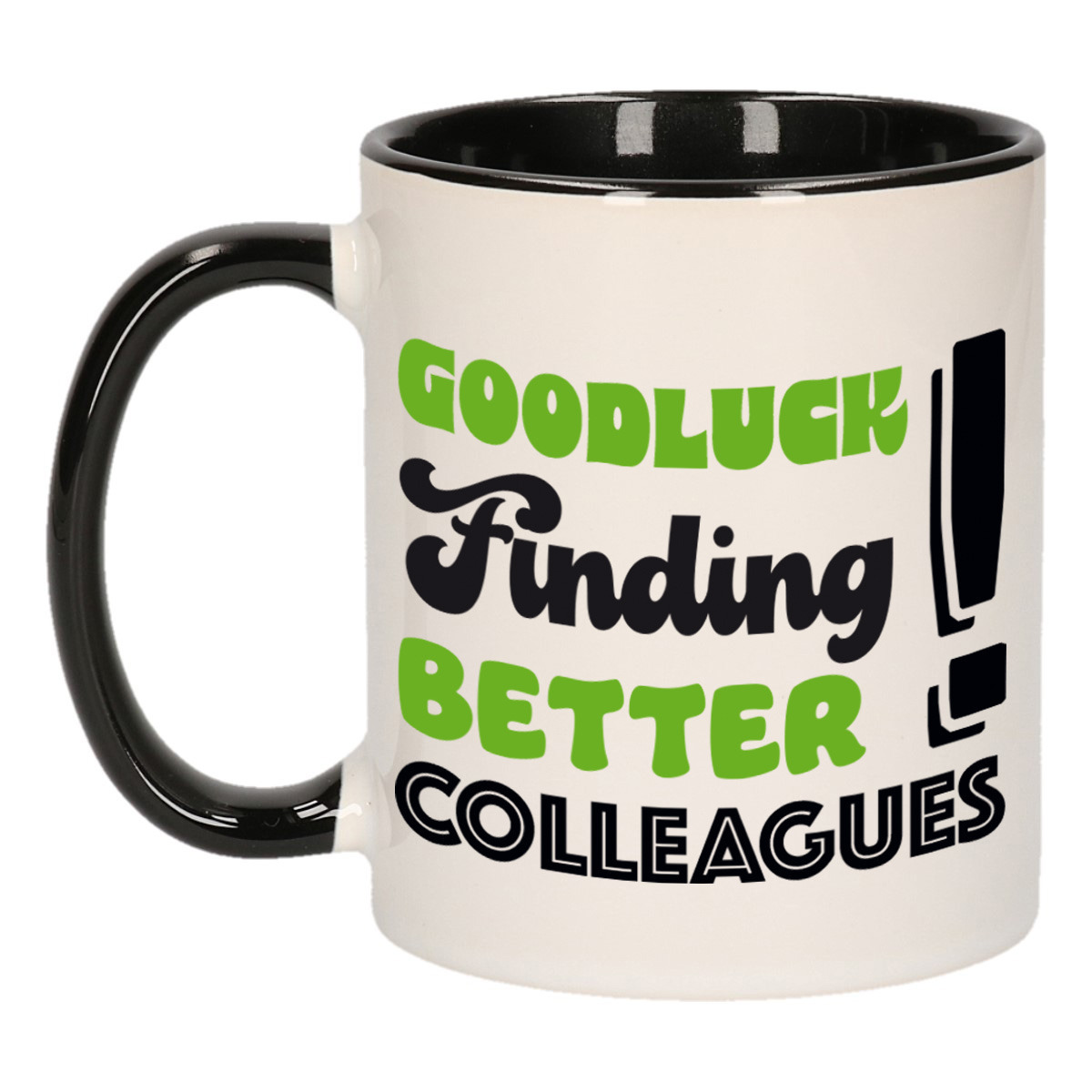 Afscheid cadeau mok collega - succes - zwart/groen - 300 ml - keramiek -