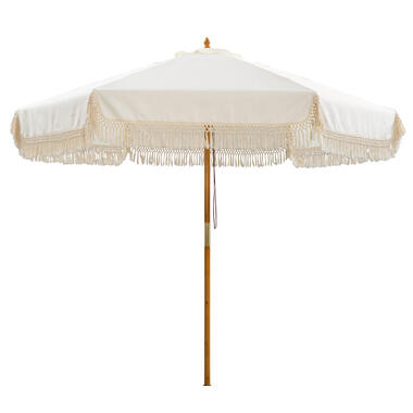 Houtstok parasol Normandië ecru Ø250 cm - Leen Bakker