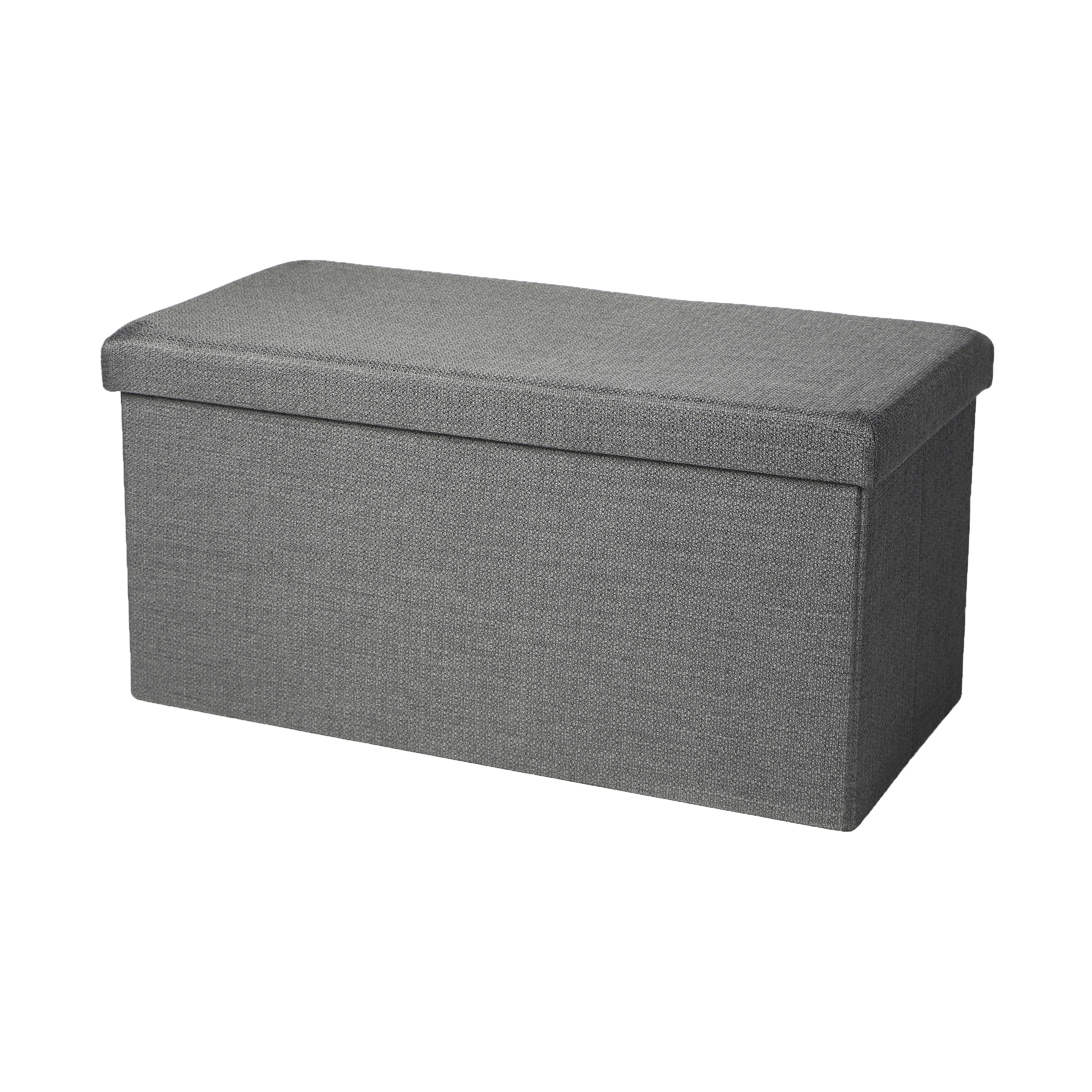 Hocker zit bankje - poef XXL - opbergbox - grijs - polyester/mdf - 76 x 38 x 38 cm - opvouwbaa -