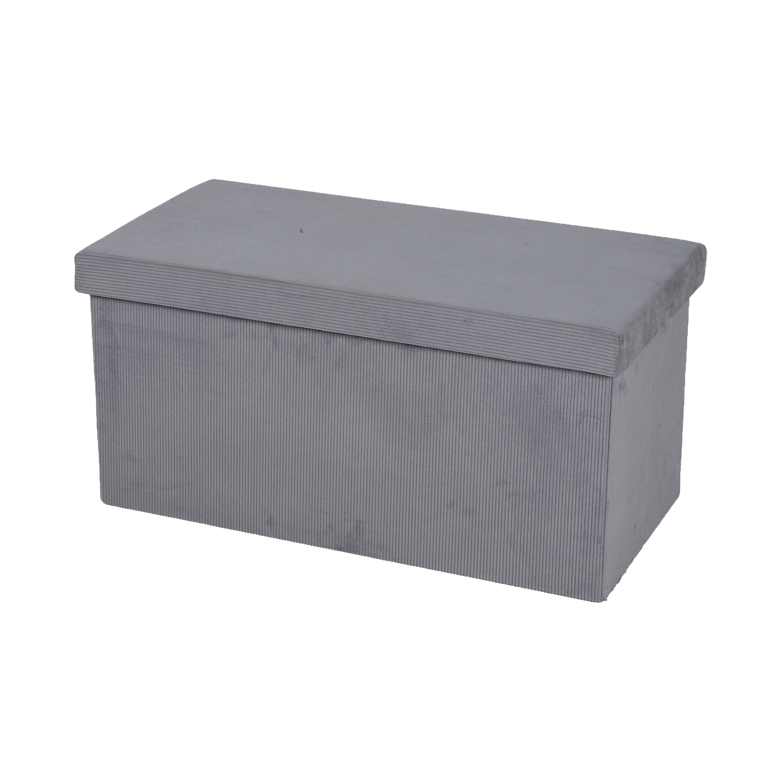 Hocker zit bankje - poef XXL - opbergbox - lichtgrijs - velours look - 76 x 38 x 38 cm - opvouwbaar -