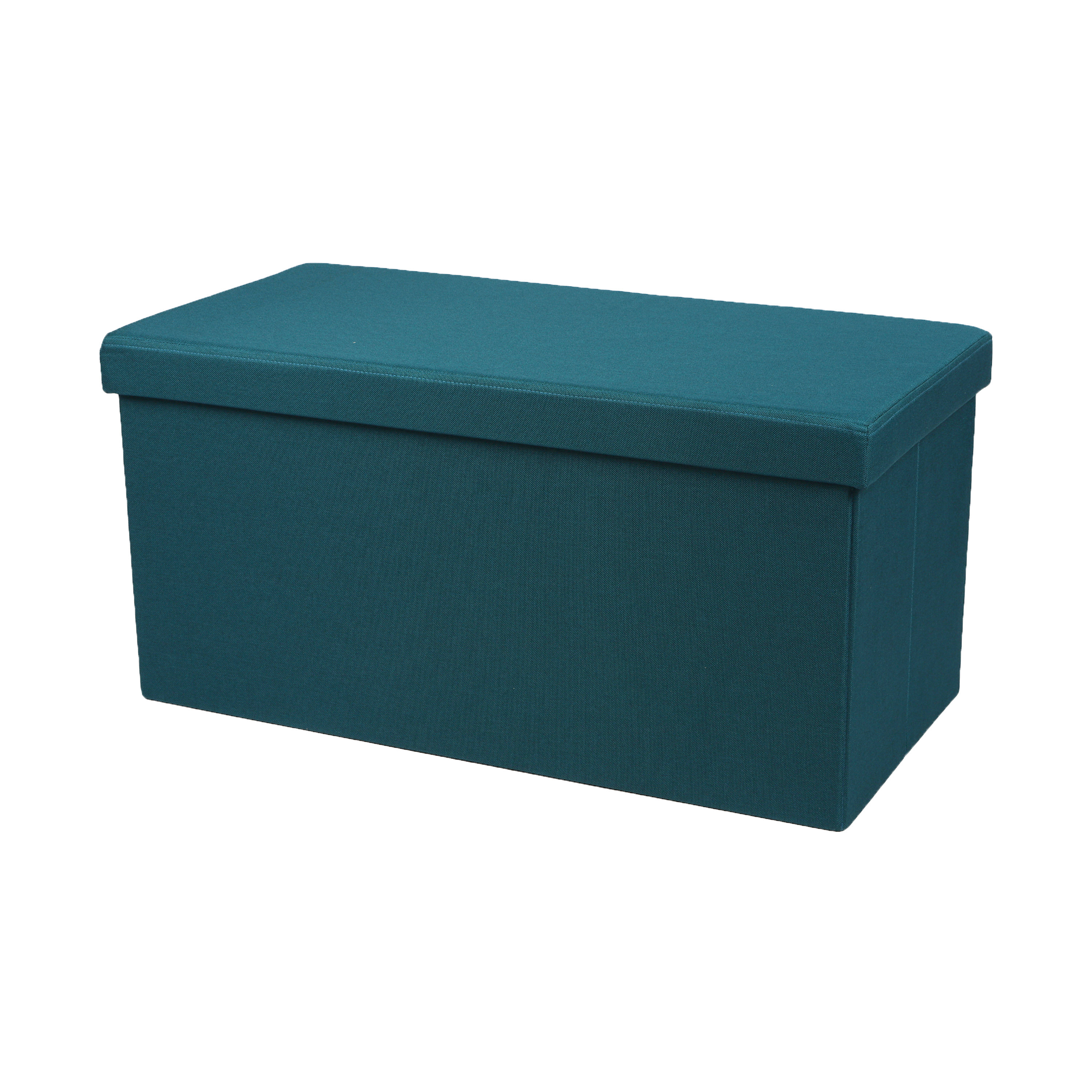 Hocker zit bankje - poef XXL - opbergbox - zeeblauw - polyester/mdf - 76 x 38 x 38 cm - opvouwbaa -