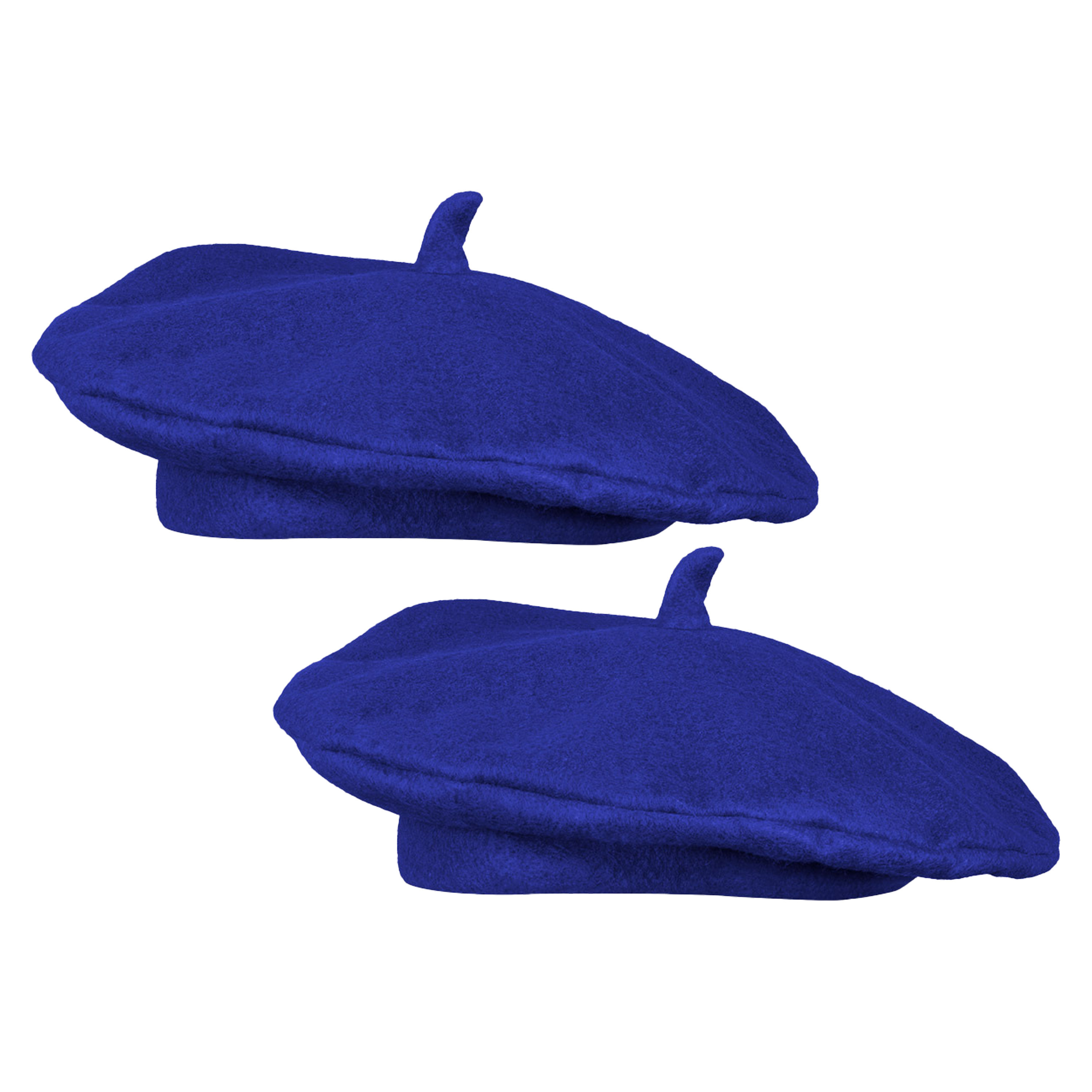 Carnaval verkleed hoed/baret in Franse stijl - 2x - blauw - polyester - heren/dames - Frankrijk them -