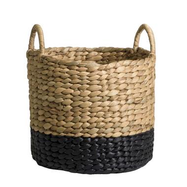 Mand Fedde - naturel/zwart - 26xØ30 cm - Leen Bakker