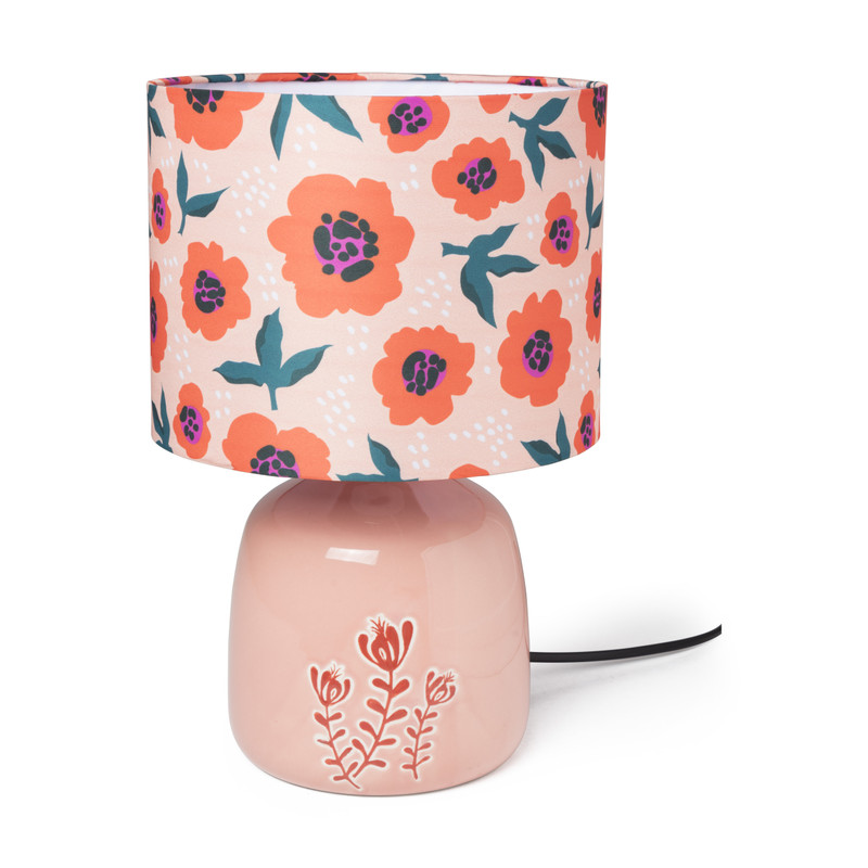 Tafellamp bloemen - roze - ø22x33.5 cm