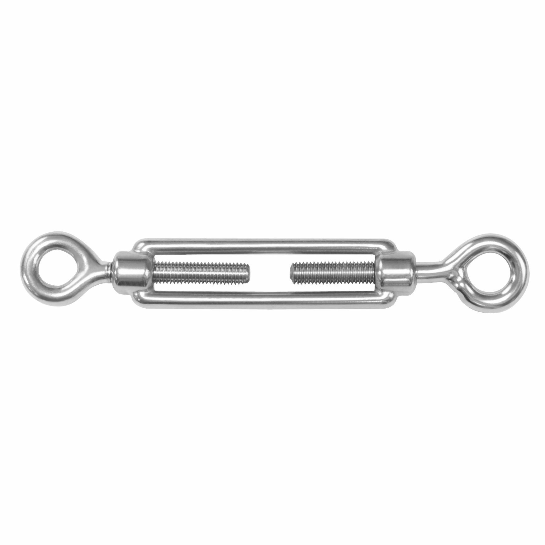 AMIG Spanschroeven/draadspanner met oog/oog - 1x - 12.5cm - 316L RVS - 300kg - M10 schroefdraad -