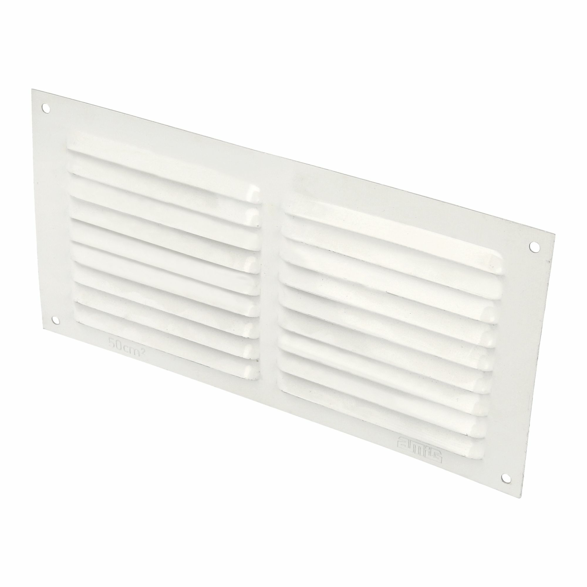 AMIG Ventilatierooster/muurrooster - 100 x 200mm - aluminium - wit - schoepenrooster -