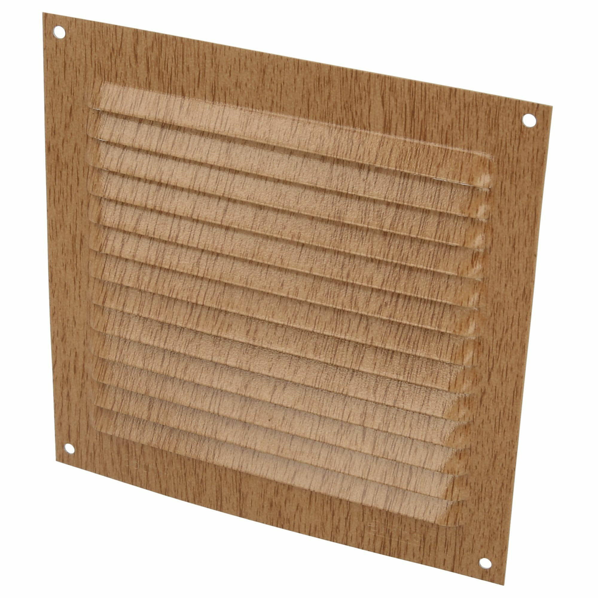 AMIG Ventilatierooster/muurrooster - 150 x 150mm - aluminium - beukenhout look - schoepenrooster -