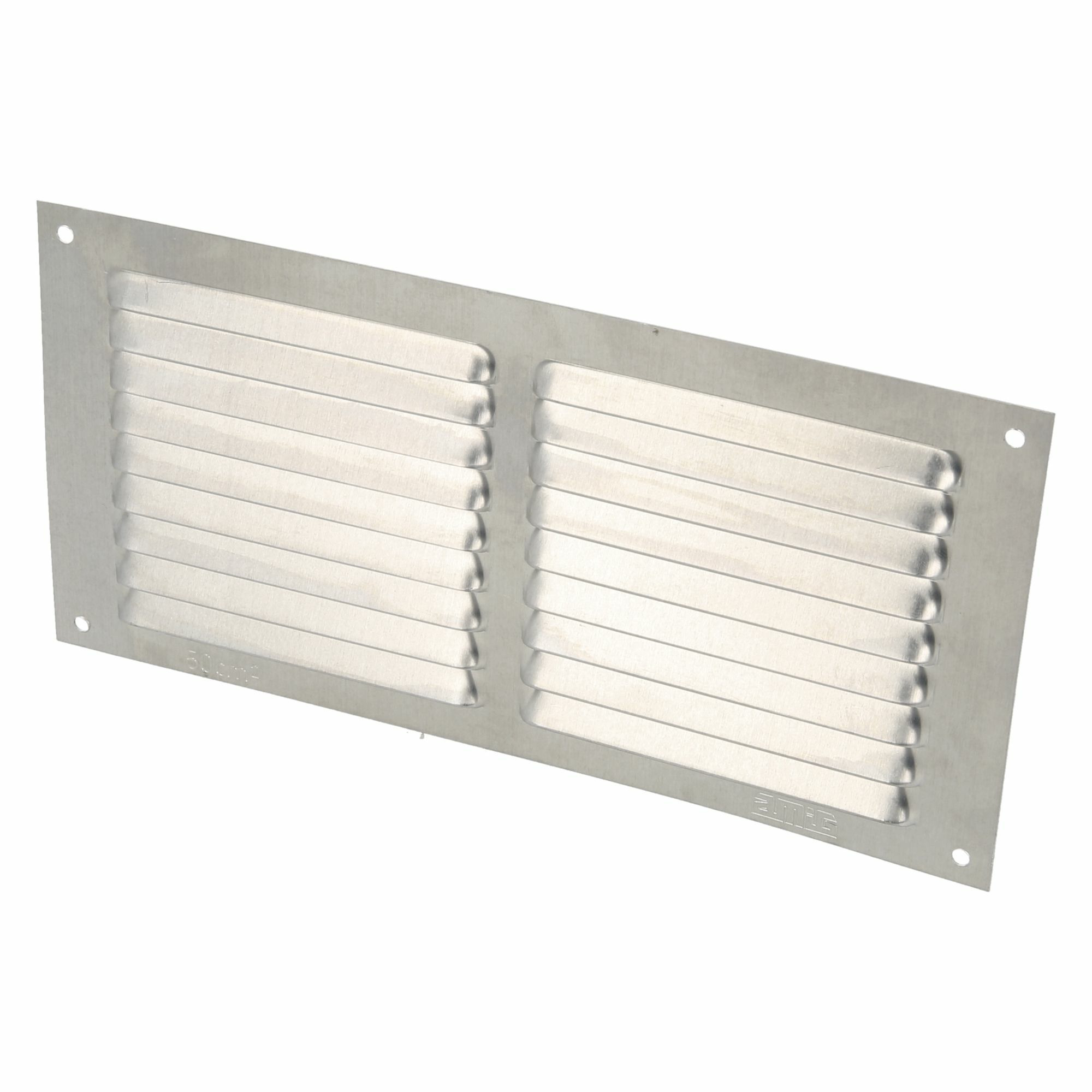 AMIG Ventilatierooster/muurrooster - 100 x 200mm - aluminium - zilver - schoepenrooster -