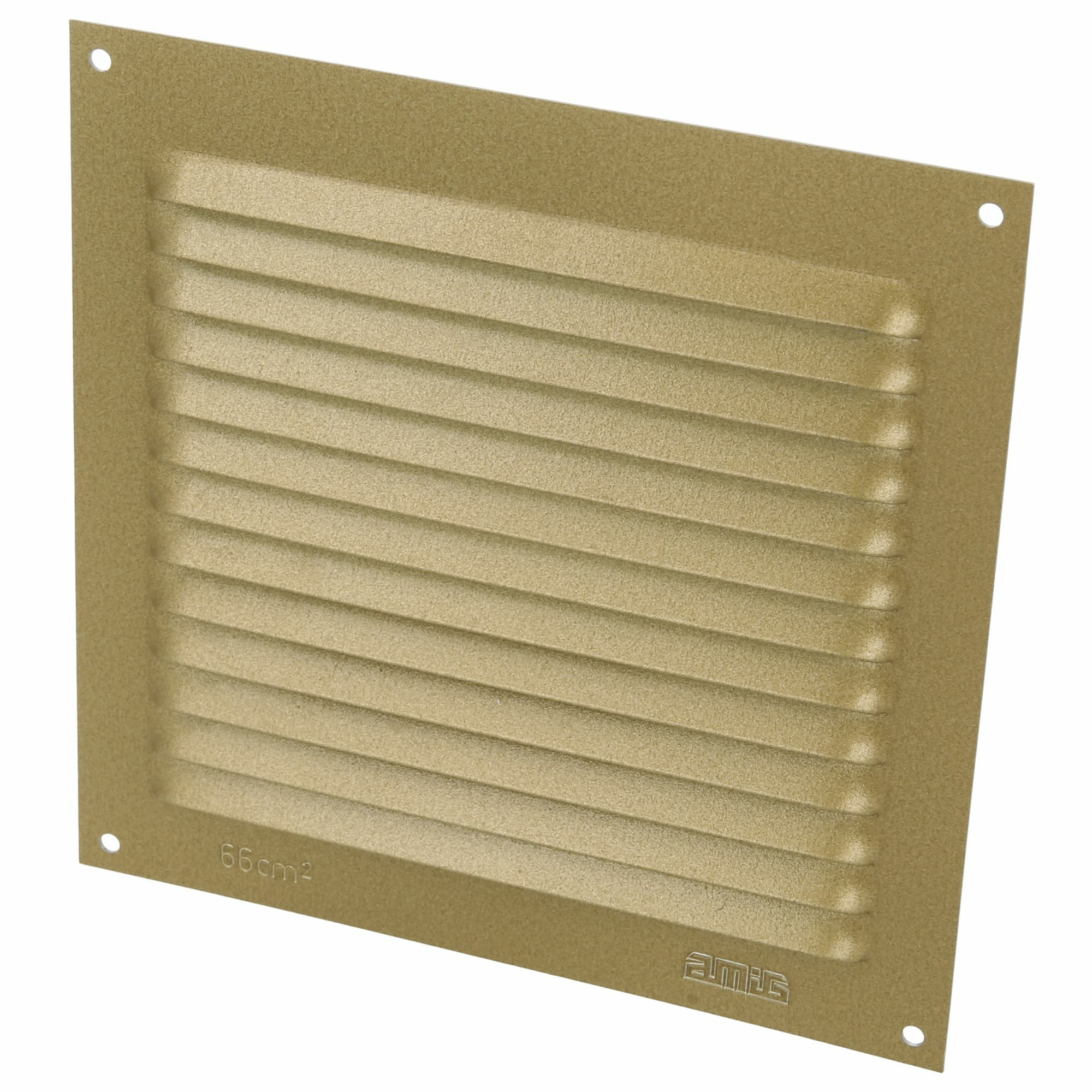 AMIG Ventilatierooster/muurrooster - 150 x 150mm - aluminium - goud - schoepenrooster -