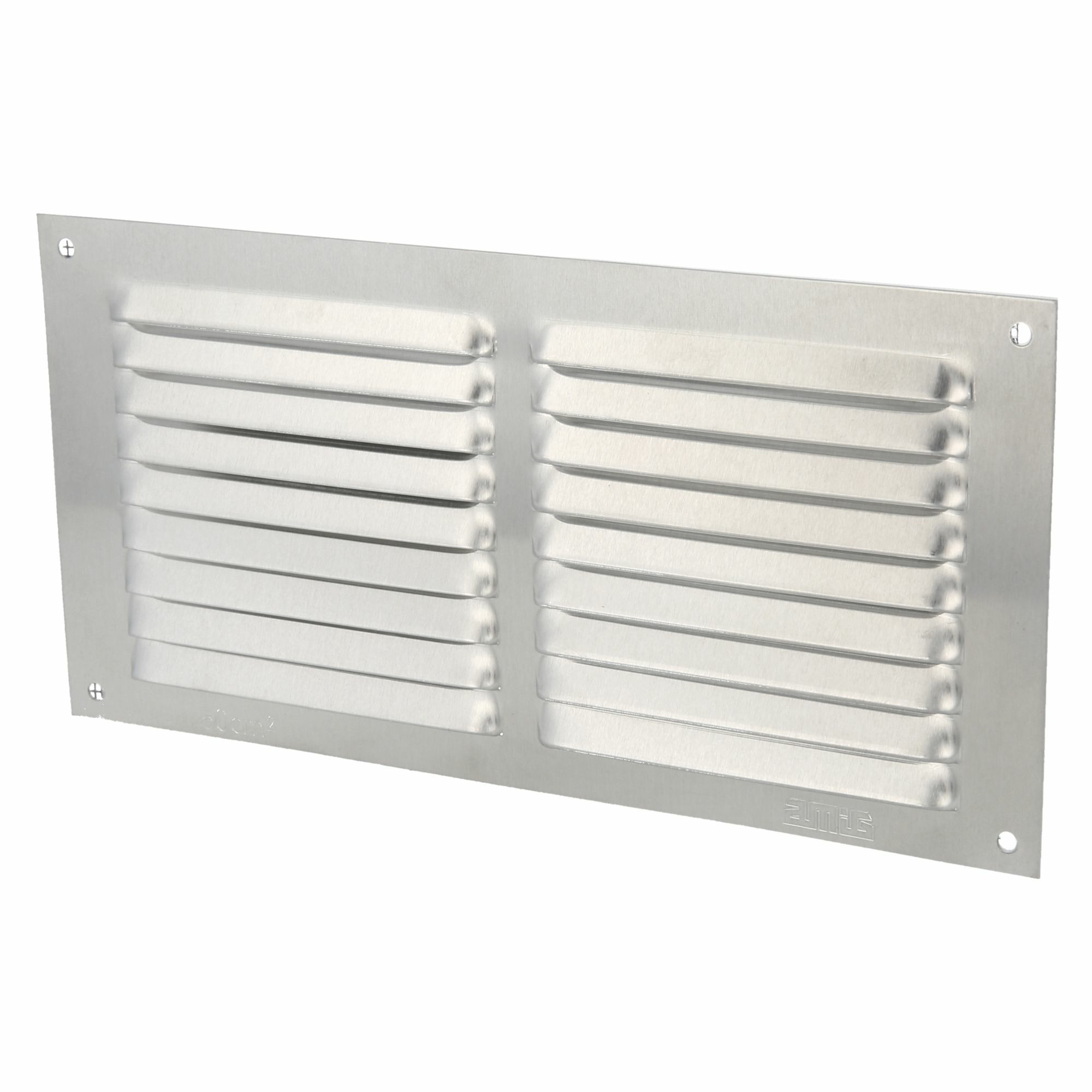 AMIG Ventilatie/muurrooster met gaas - 100 x 200mm - aluminium - zilver - schoepenrooster -