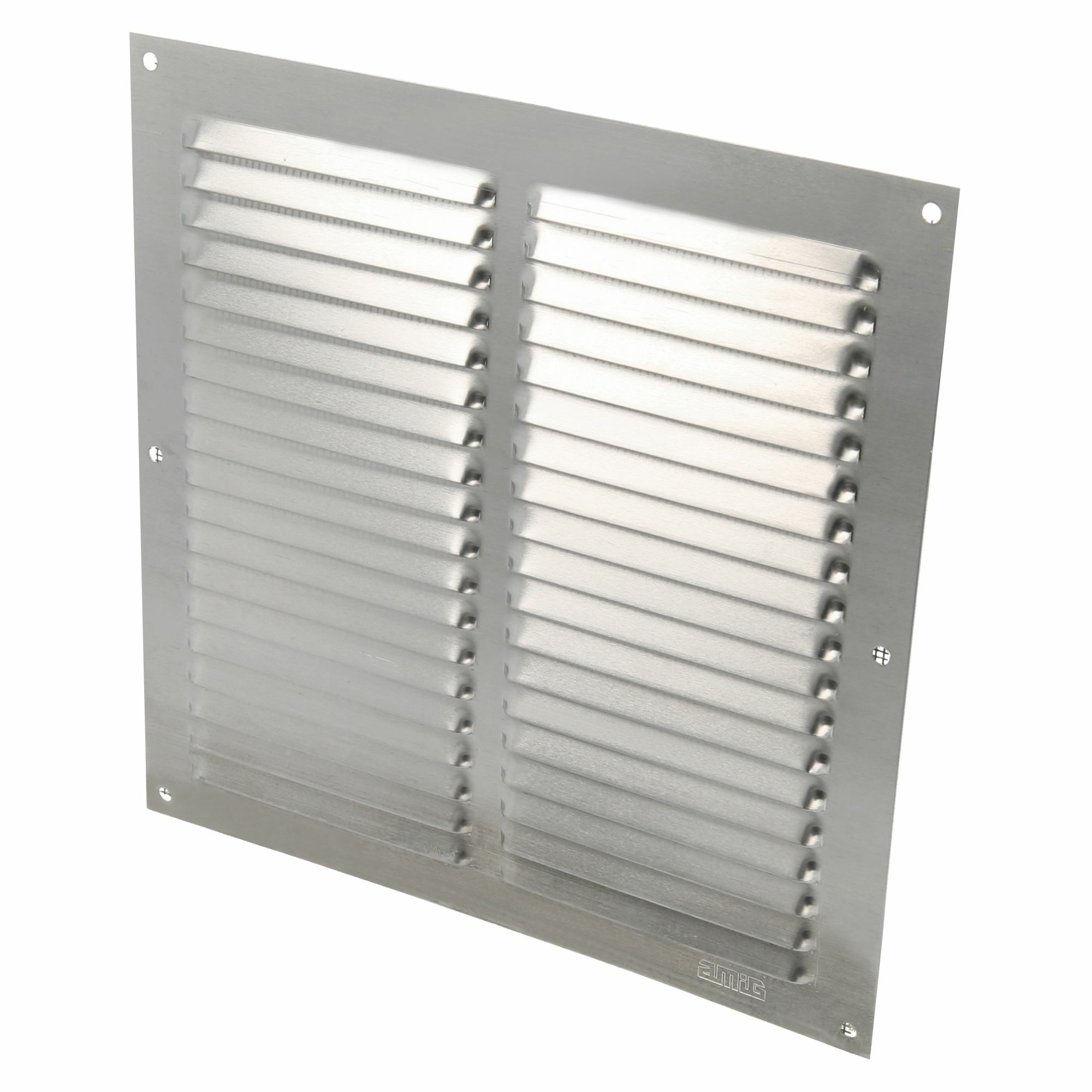 AMIG Ventilatie/muurrooster met gaas - 200 x 200mm - aluminium - zilver - schoepenrooster -