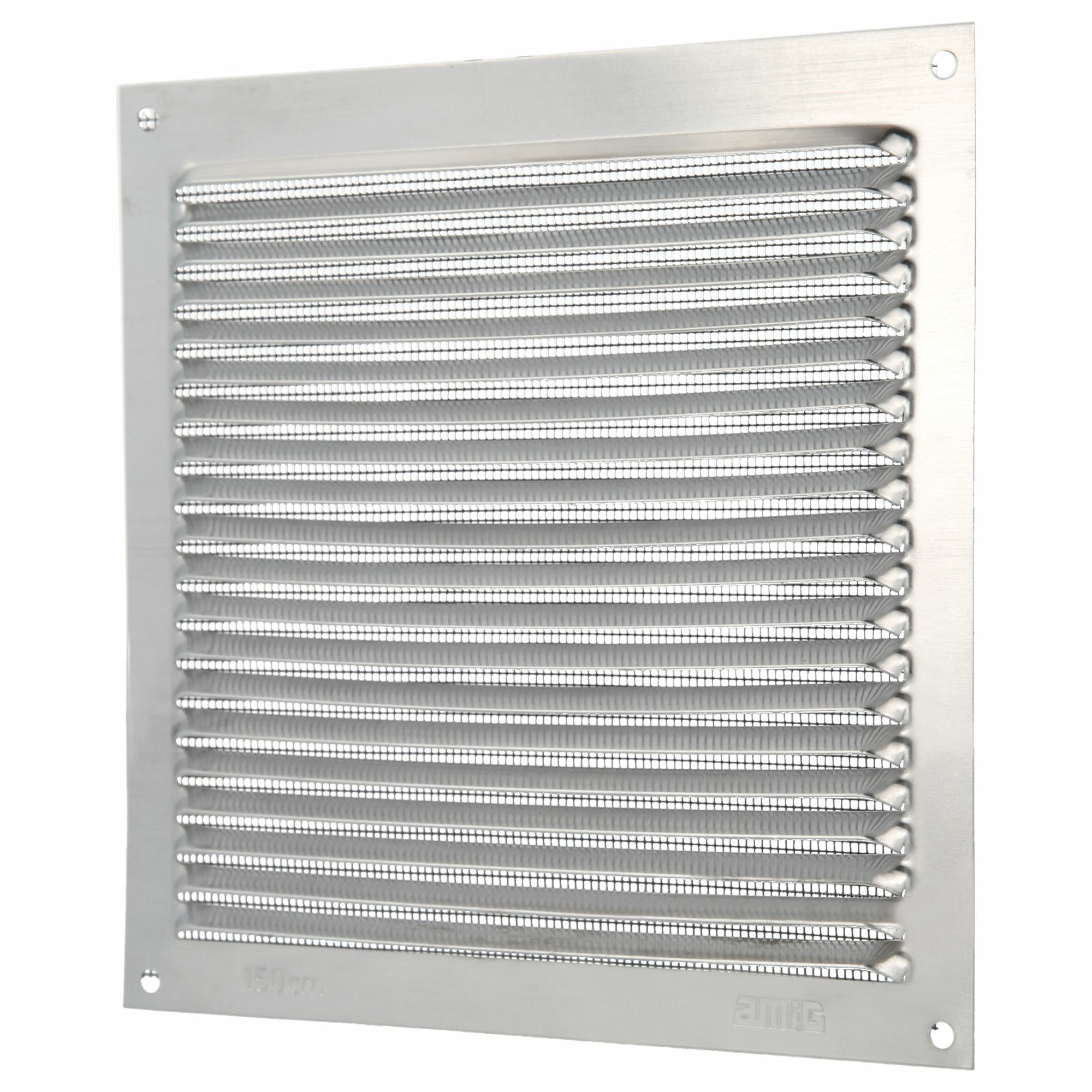 AMIG Ventilatie/muurrooster met gaas - 170 x 170mm - aluminium - zilver - schoepenrooster -