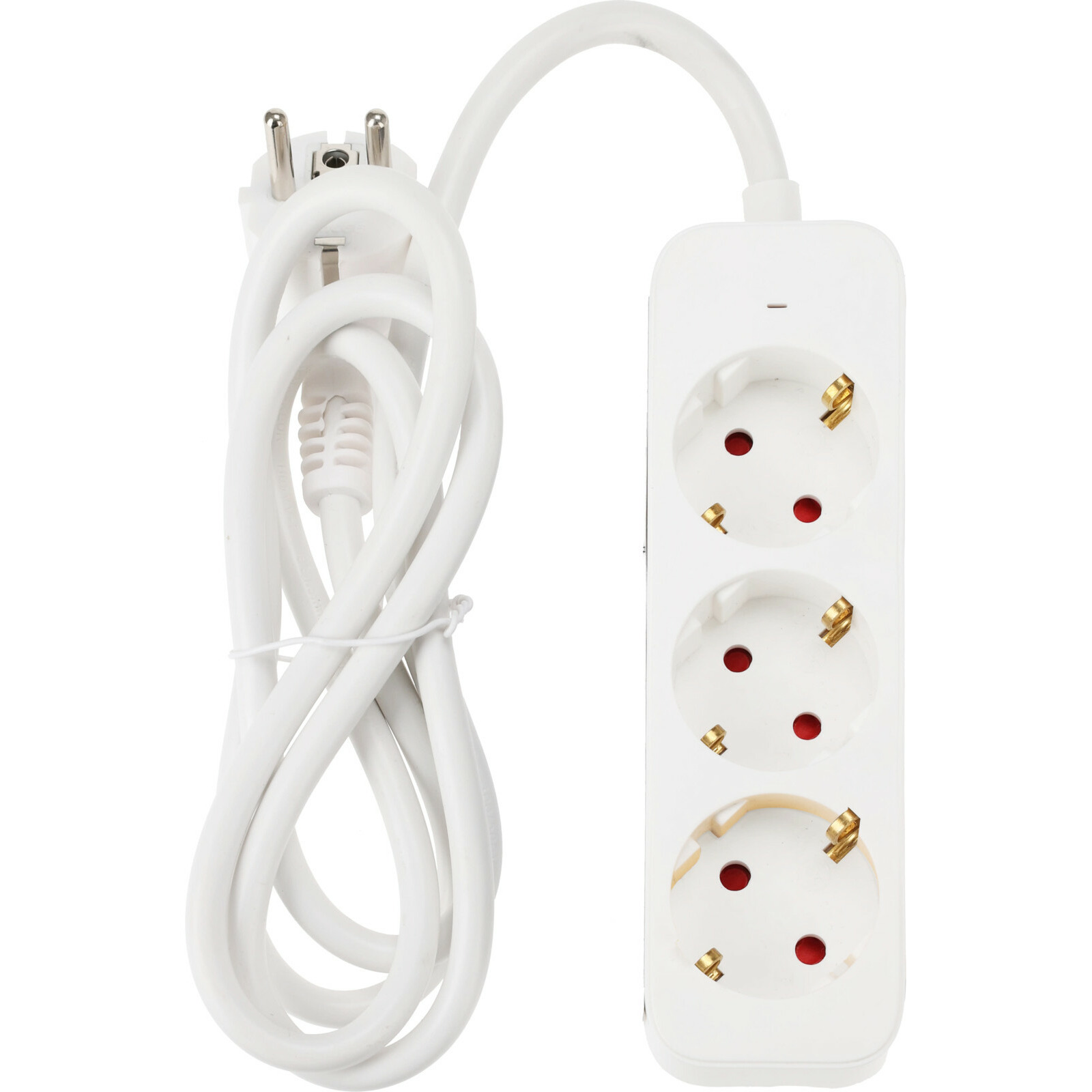 Stekkerdoos 3-voudig - met randaarde - wit - snoer van 140 cm -