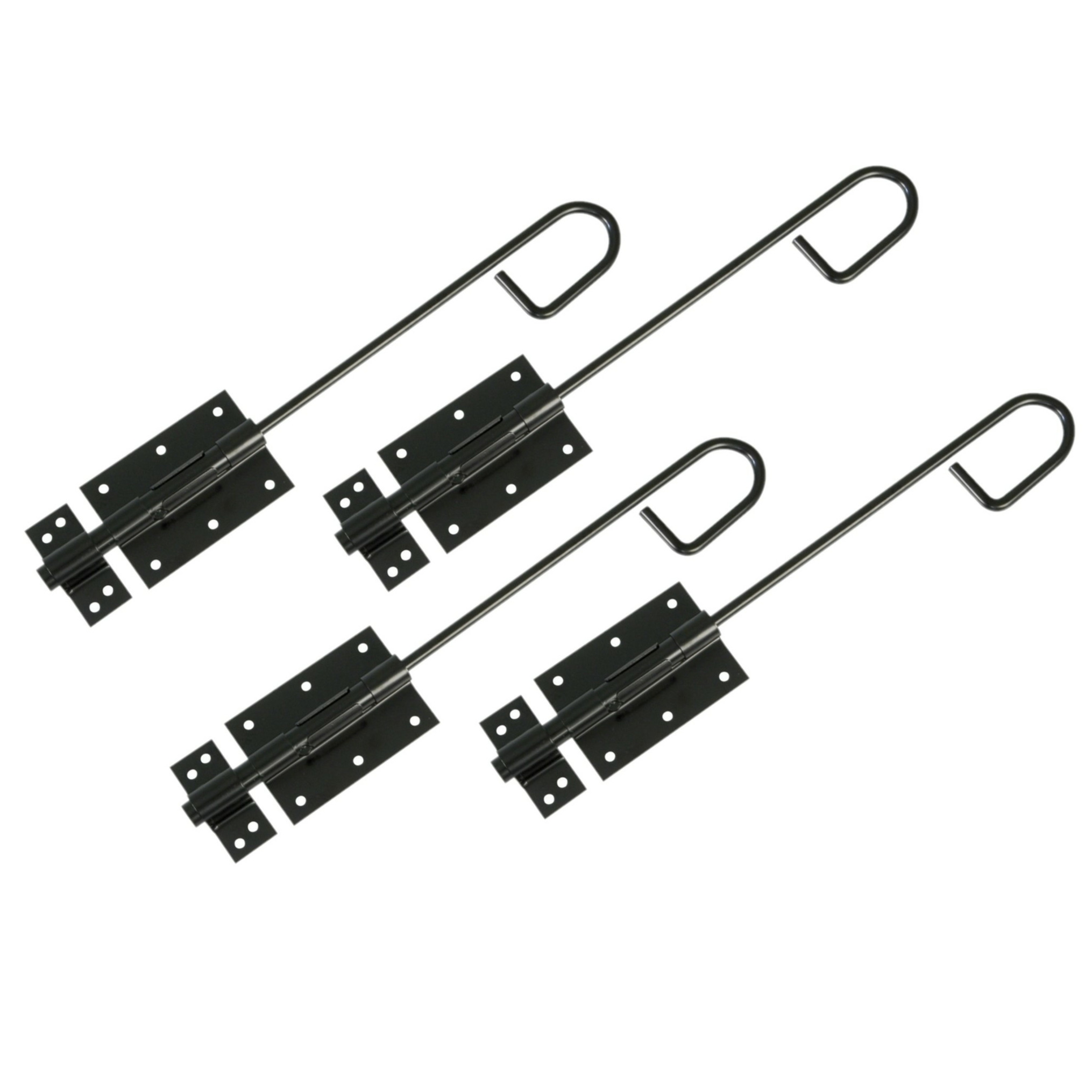AMIG Verticaal schuifslot/plaatgrendel - 4x - staal - 40 x 6cm - zwart - schutting - poort -