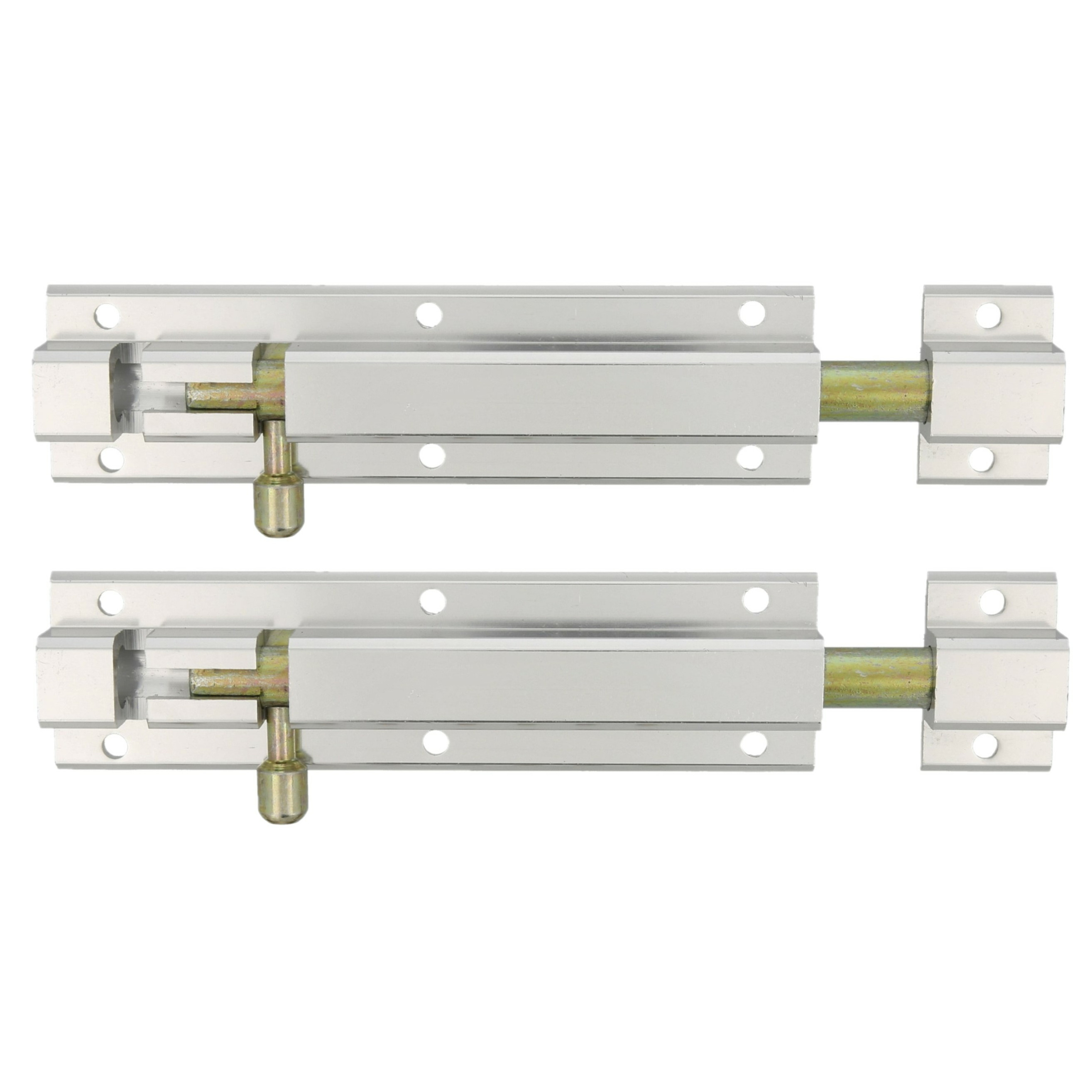 AMIG schuifslot/plaatgrendel - 2x - aluminium - 25cm - zilver - incl schroeven - deur - raam -