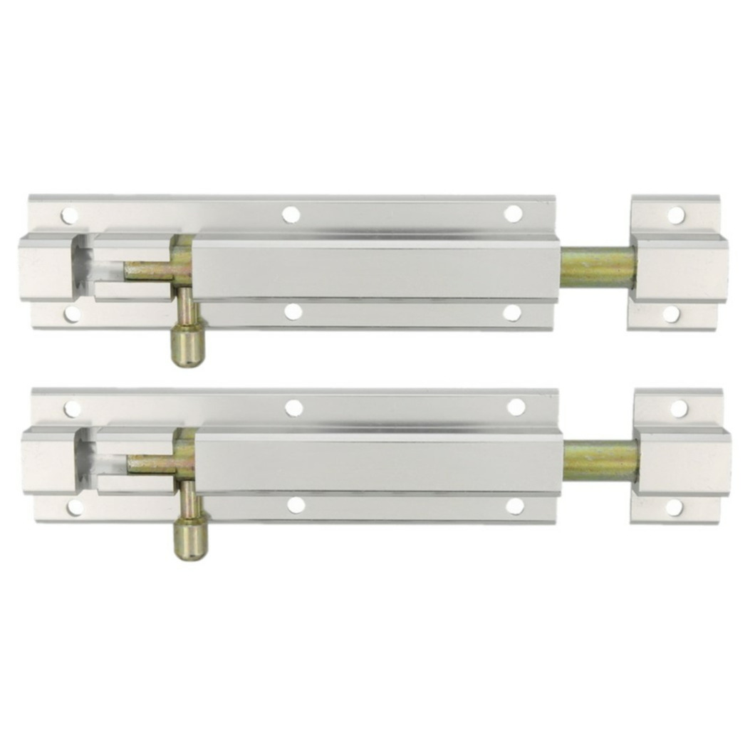AMIG schuifslot/plaatgrendel - 2x - aluminium - 25cm - wit - incl schroeven - deur - raam -