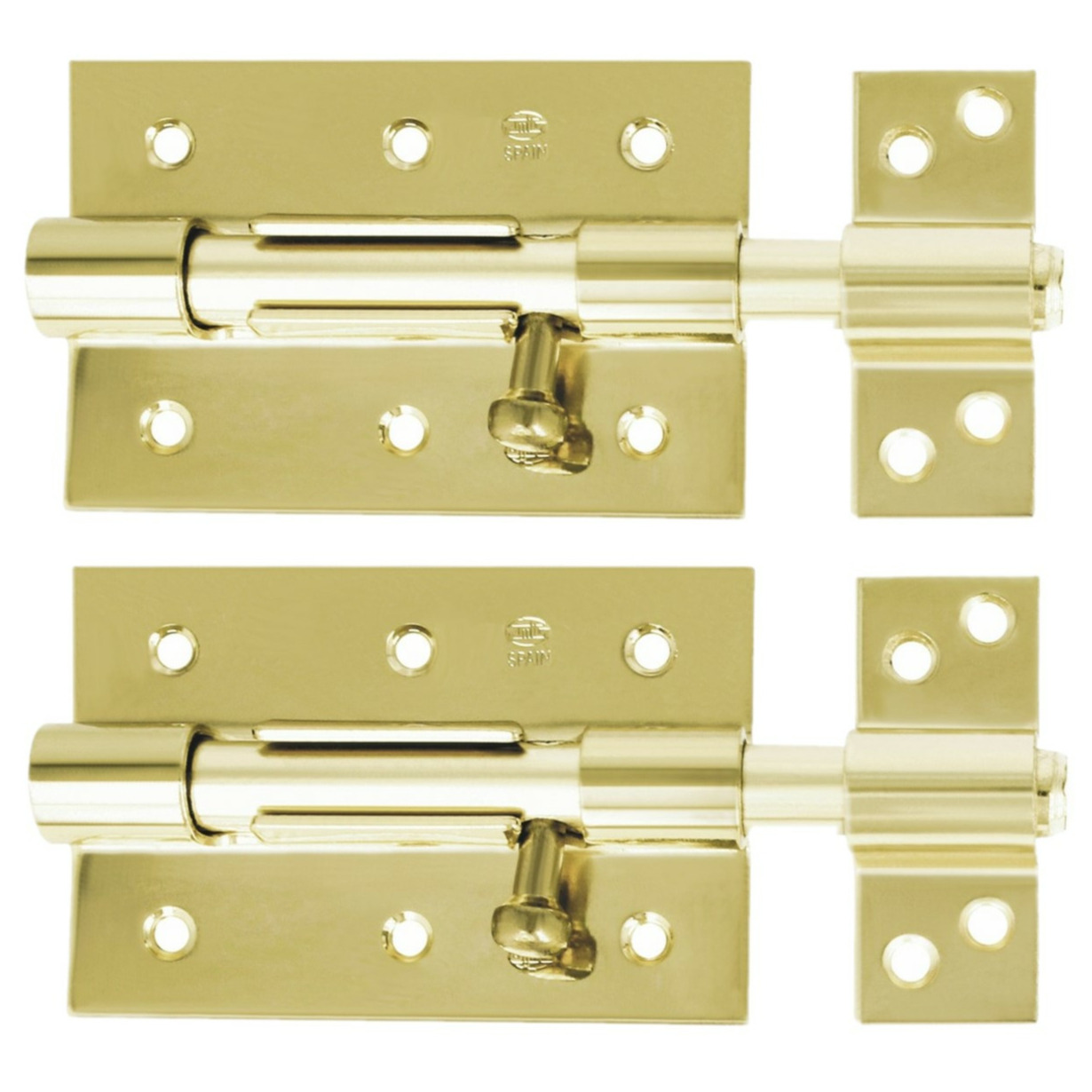 AMIG schuifslot/plaatgrendel - 2x - staal - 8.5cm - messing - incl schroeven - deur - raam -