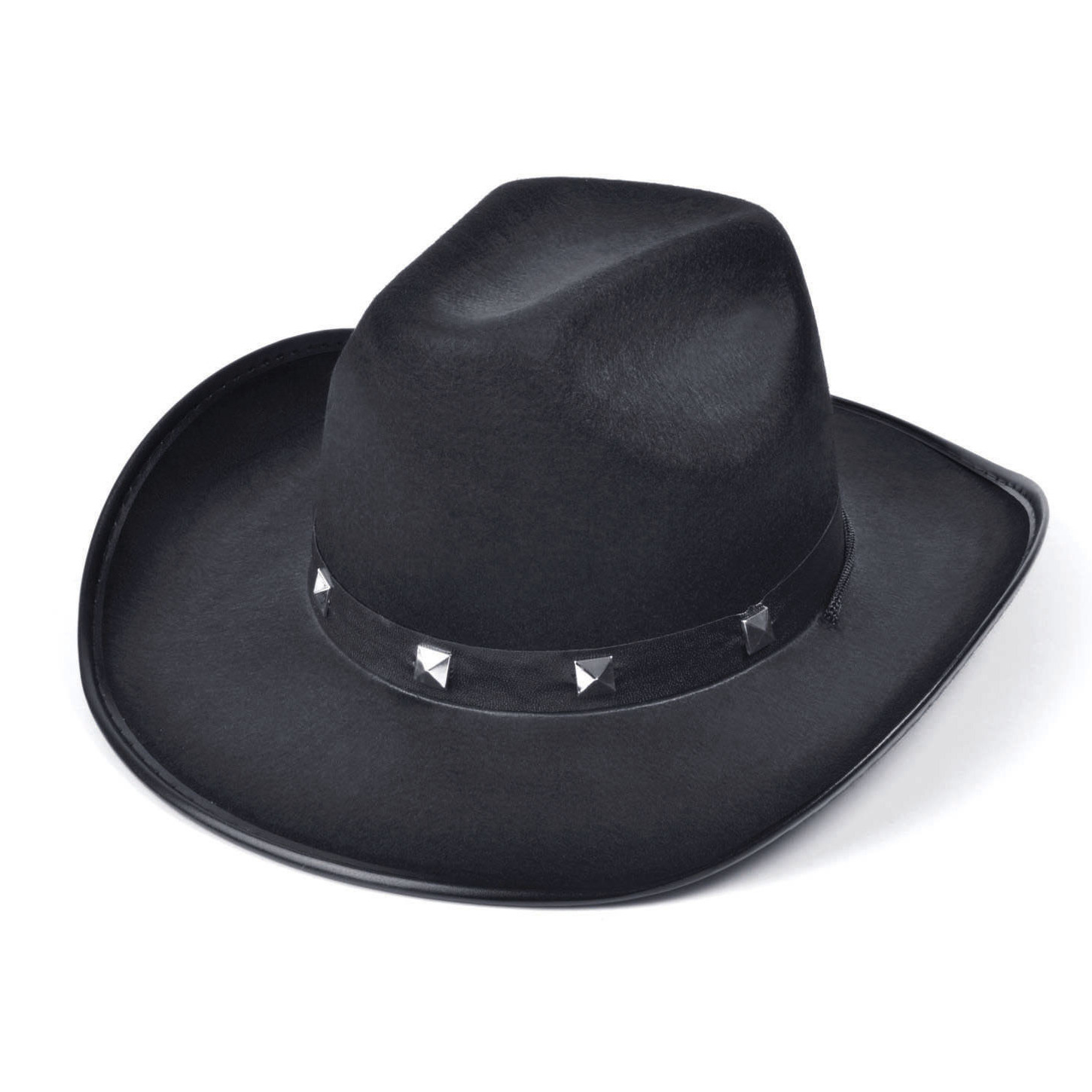 Carnaval verkleed hoed voor een cowboy - met studs - zwart - polyester - heren/dames -