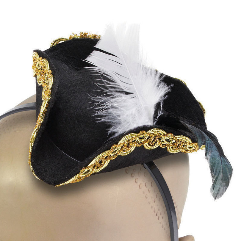 Carnaval verkleed mini hoedje voor een Piraat - zwart - diadeem - dames -