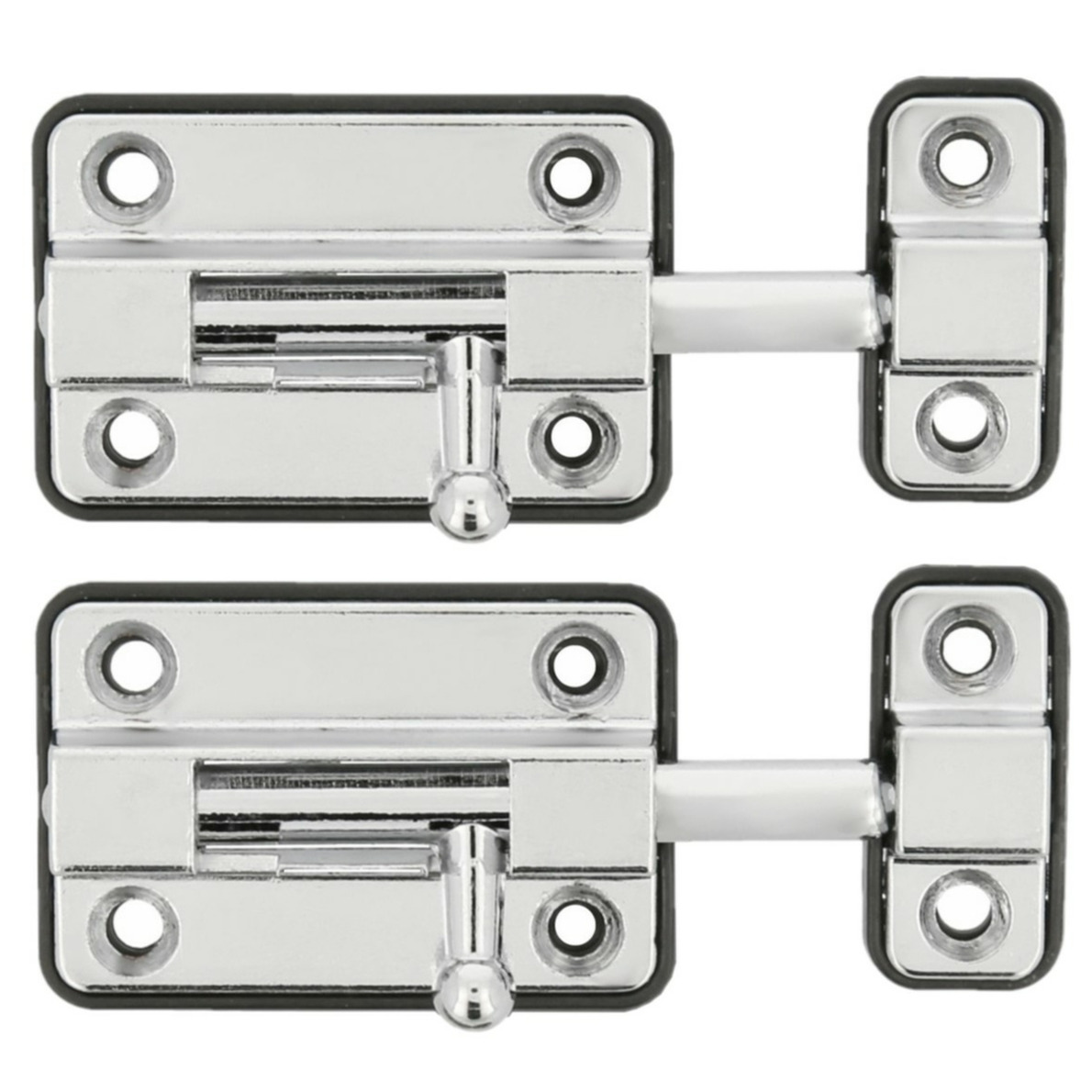 AMIG schuifslot/plaatgrendel - 2x - zamak - 5cm - verchroomd - incl schroeven - deur - raam -