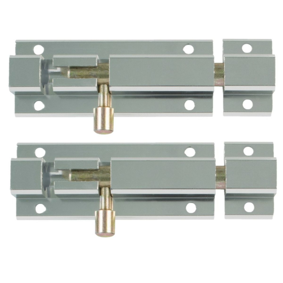 AMIG schuifslot/plaatgrendel - 2x - aluminium - 15cm - zilver - incl schroeven - deur - raam -