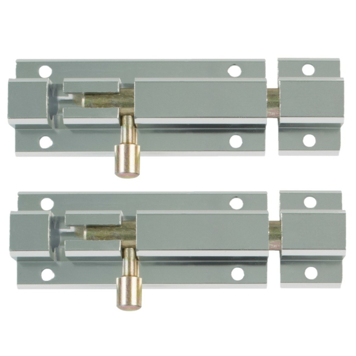 AMIG schuifslot/plaatgrendel - 2x - aluminium - 15cm - wit - incl schroeven - deur - raam -