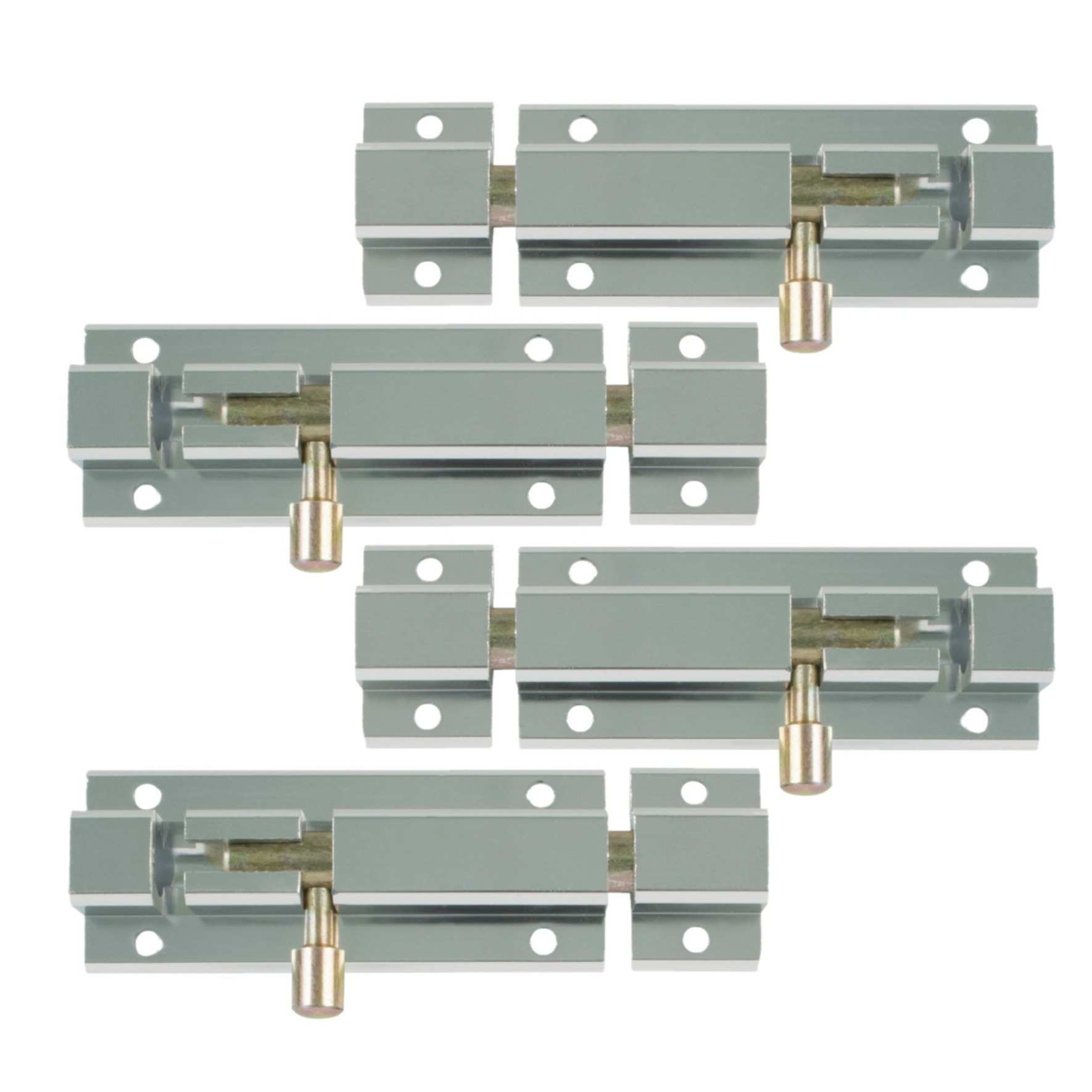 AMIG schuifslot/plaatgrendel - 4x - aluminium - 10cm - zilver - incl schroeven - deur - raam -