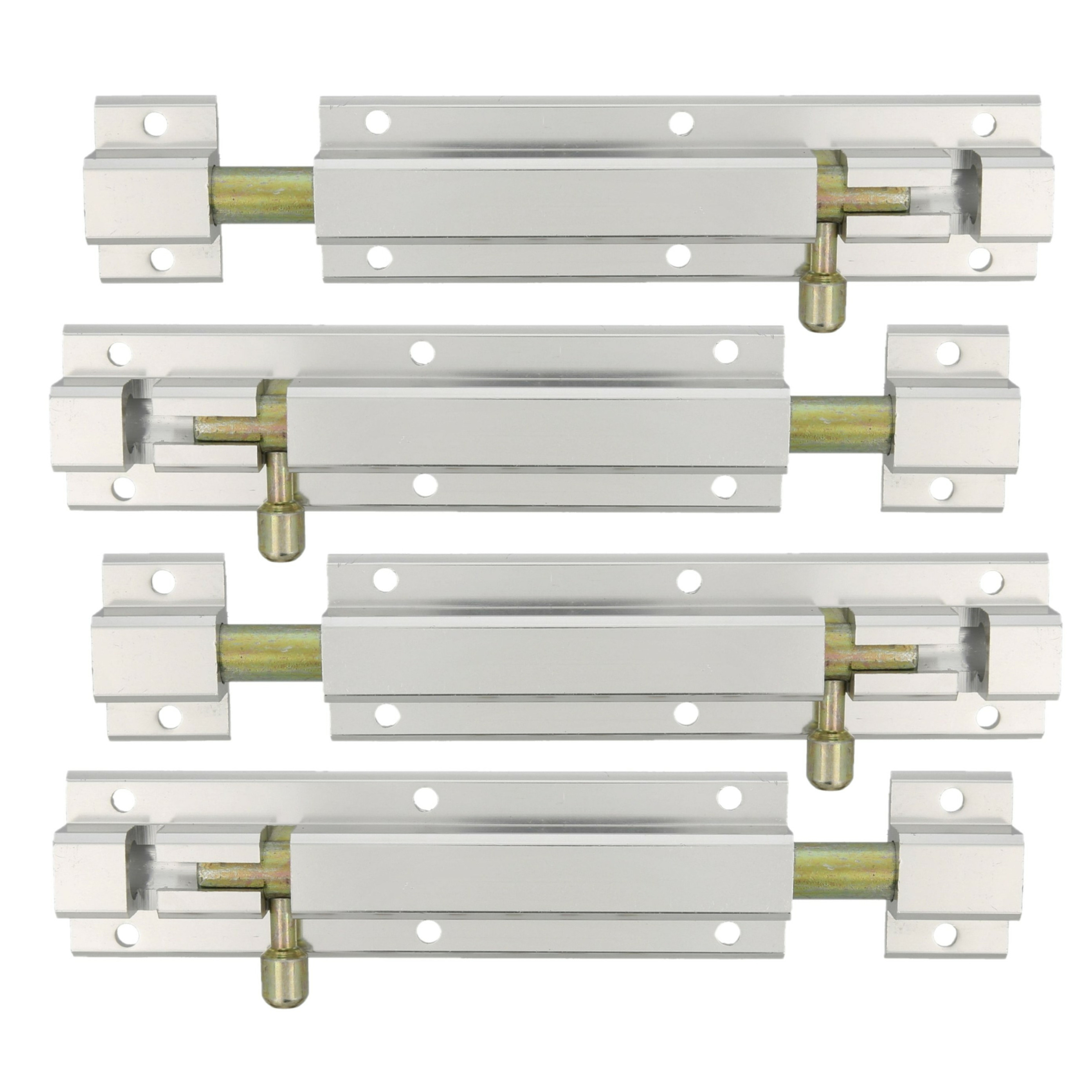 AMIG schuifslot/plaatgrendel - 4x - aluminium - 25cm - zilver - incl schroeven - deur - raam -