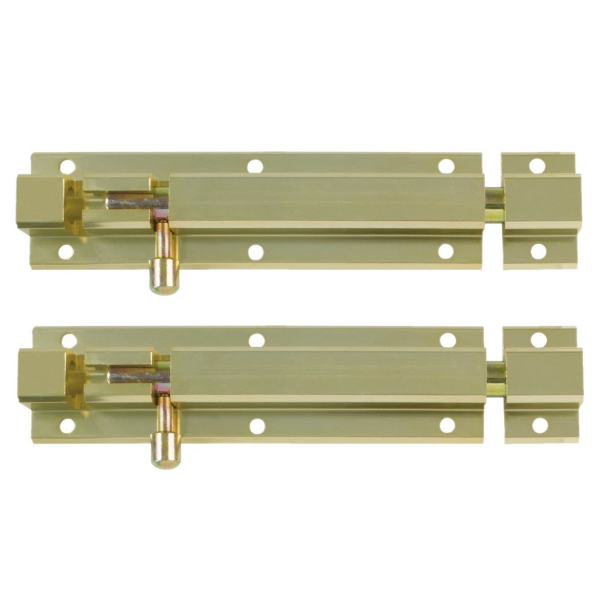 AMIG schuifslot/plaatgrendel - 2x - aluminium - 15cm - goud - incl schroeven - deur - raam -