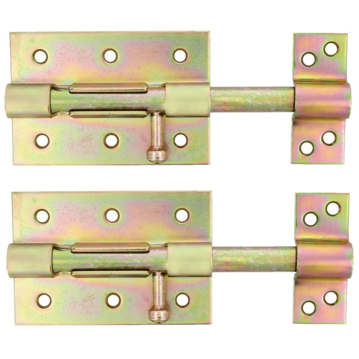 AMIG schuifslot/plaatgrendel - 2x - staal - 7cm - gegalvaniseerd - incl schroeven - deur - raam -