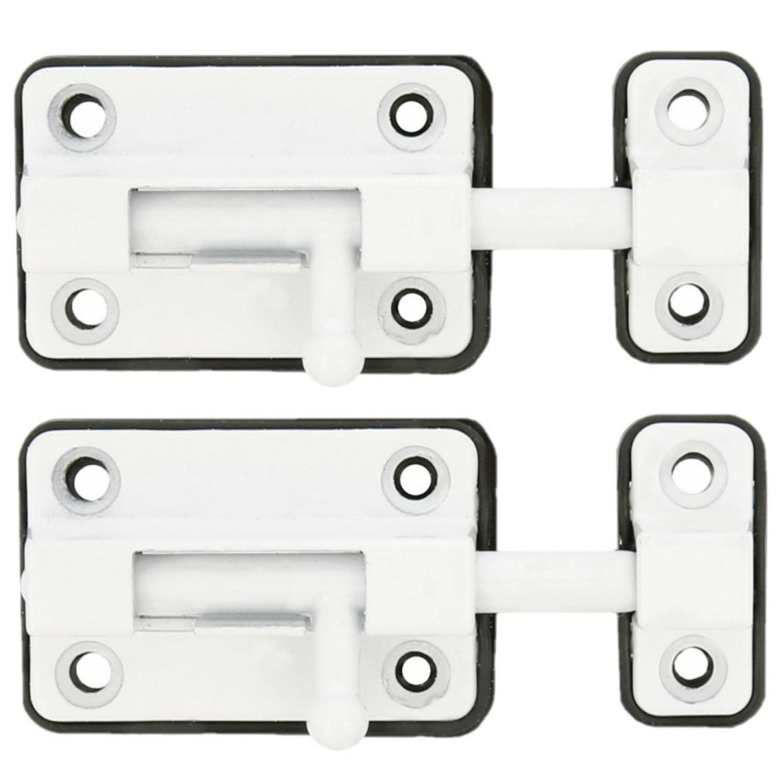 AMIG schuifslot/plaatgrendel - 2x - zamak - 5cm - wit - incl schroeven - deur - raam -