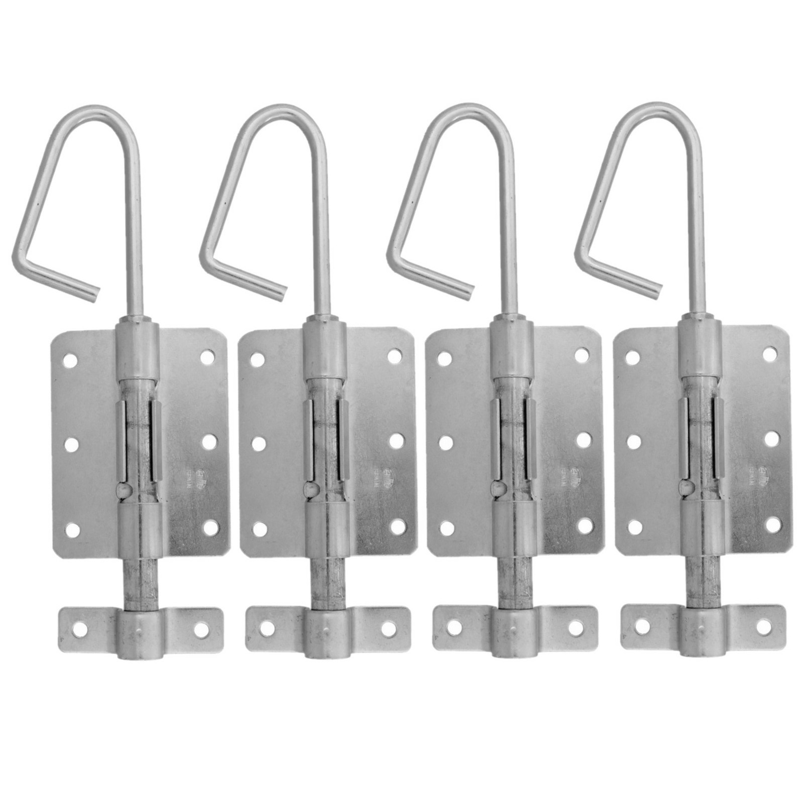 AMIG Verticaal schuifslot/plaatgrendel - 4x - staal - 20 x 6.2cm - verzinkt - zilver - schutting - -
